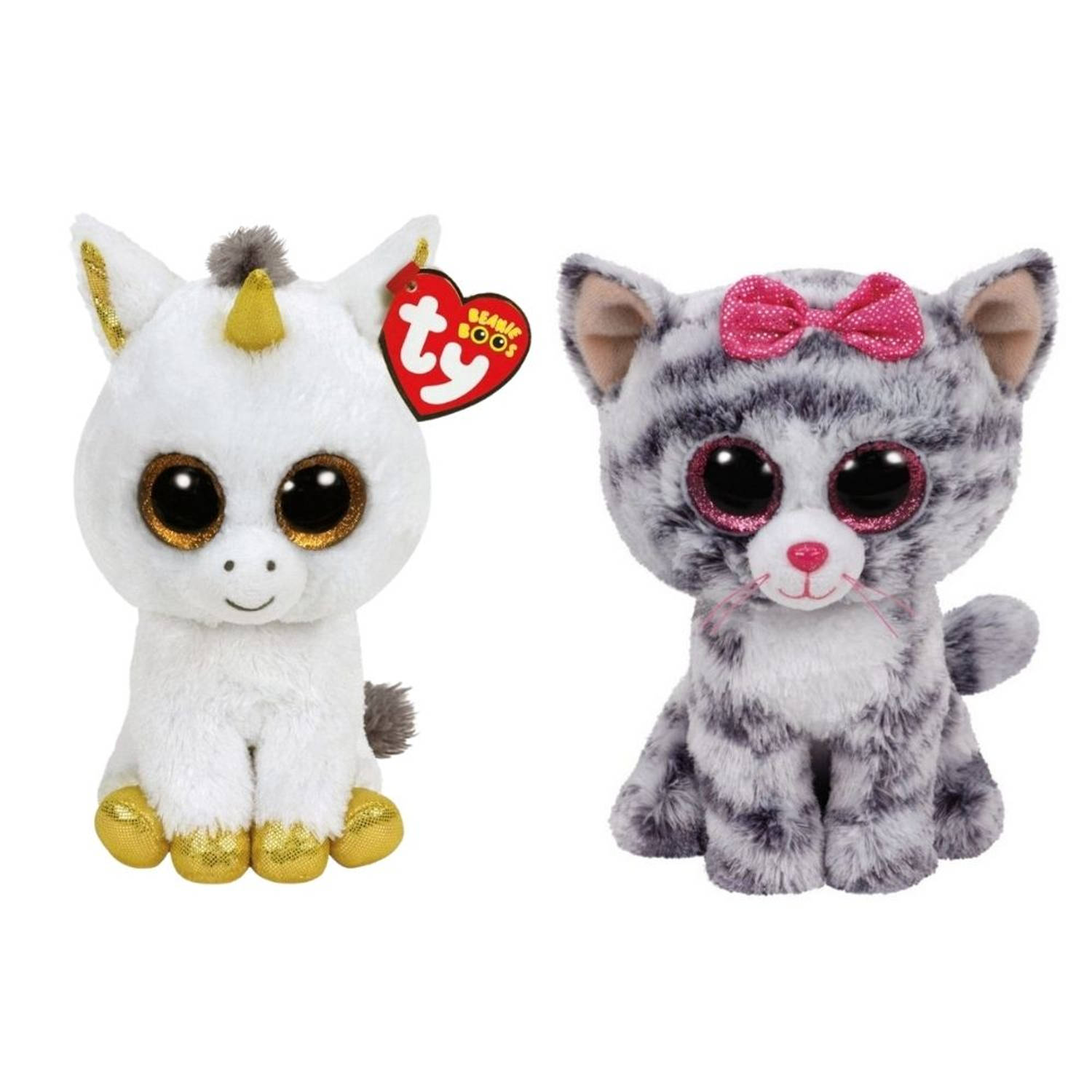 Ty - Knuffel - Beanie Boo&apos;s - Pegasus Unicorn & Kiki Cat