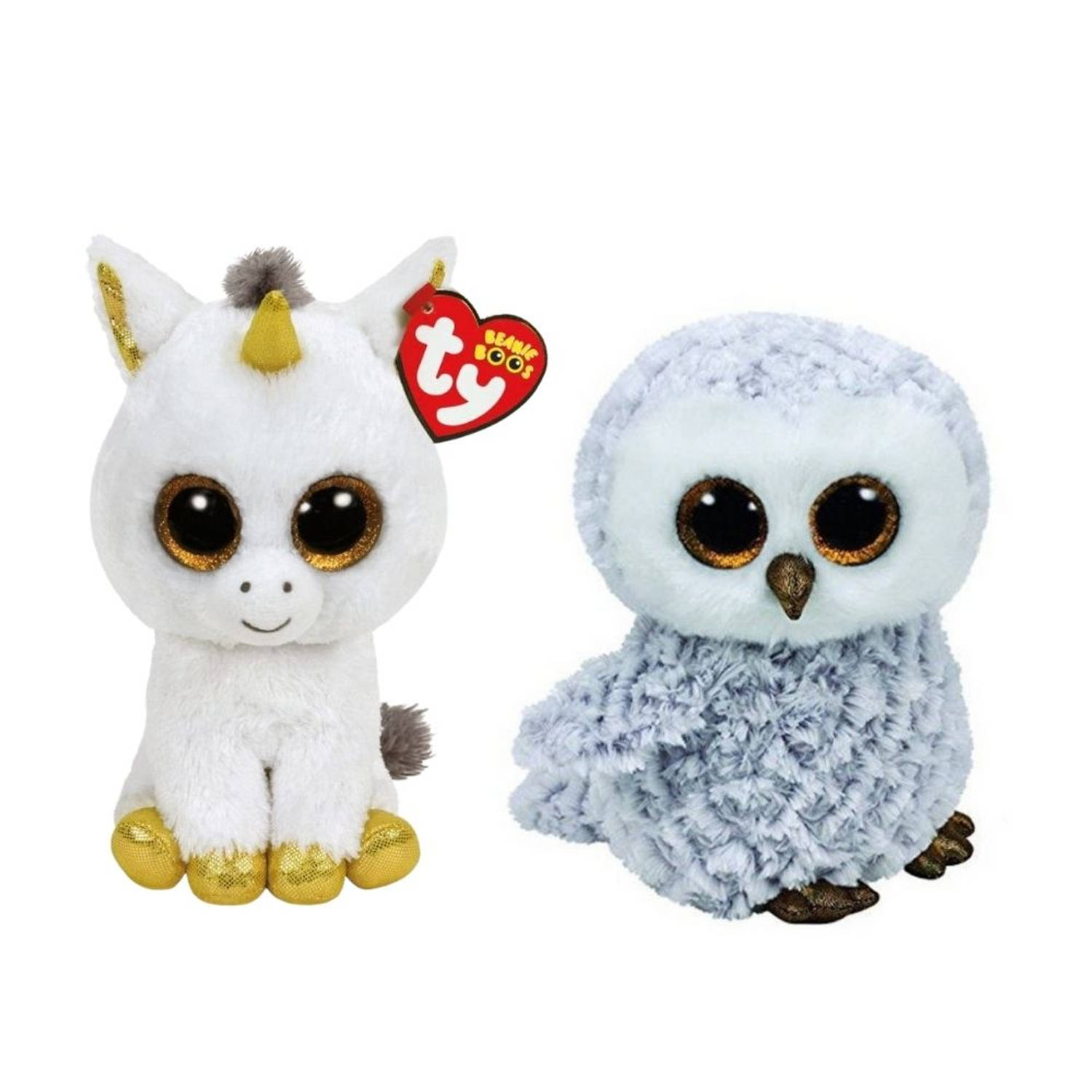 Ty - Knuffel - Beanie Boo's - Pegasus Unicorn & Owlette Owl
