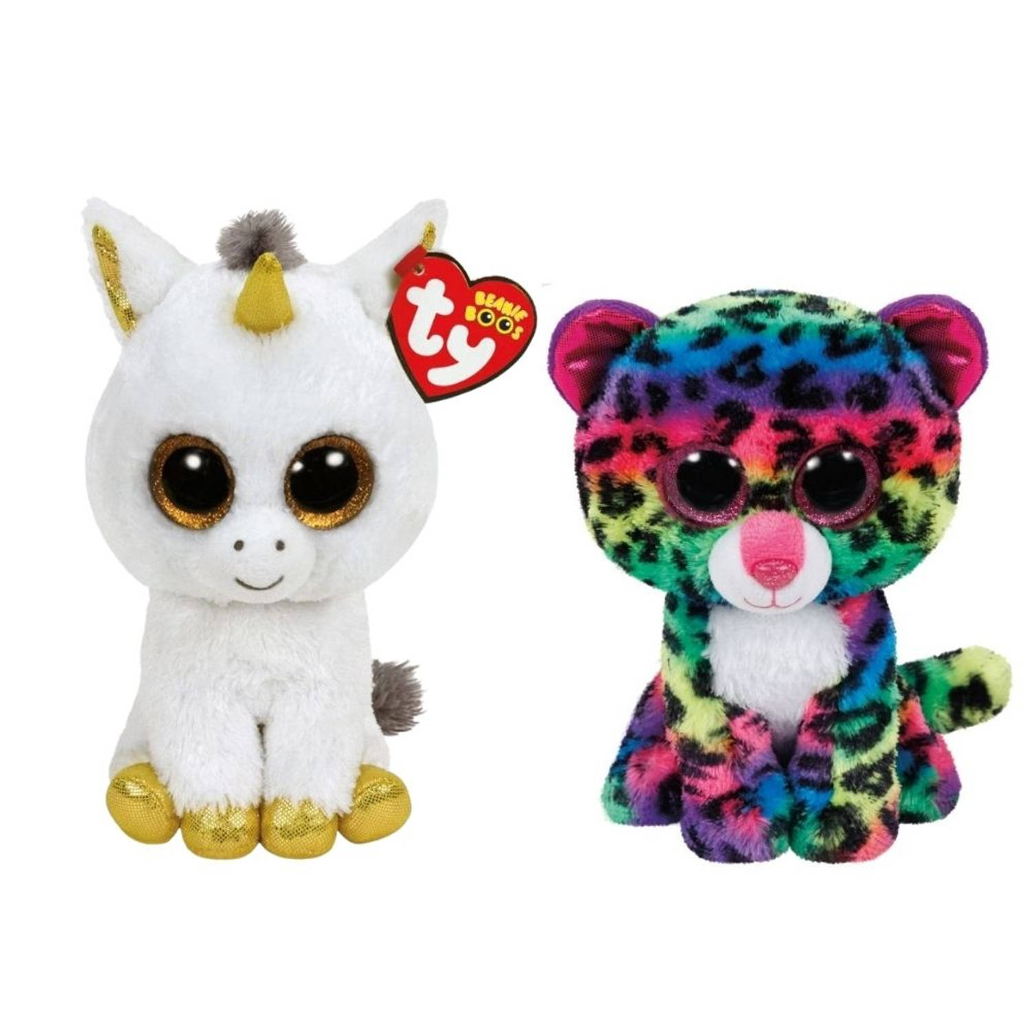 Ty - Knuffel - Beanie Boo&apos;s - Pegasus Unicorn & Dotty Leopard