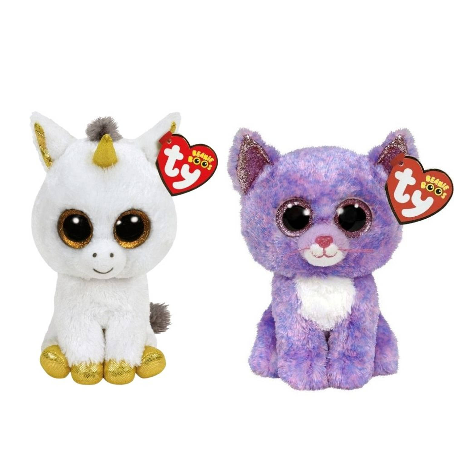 Ty - Knuffel - Beanie Boo's - Pegasus Unicorn & Cassidy Cat