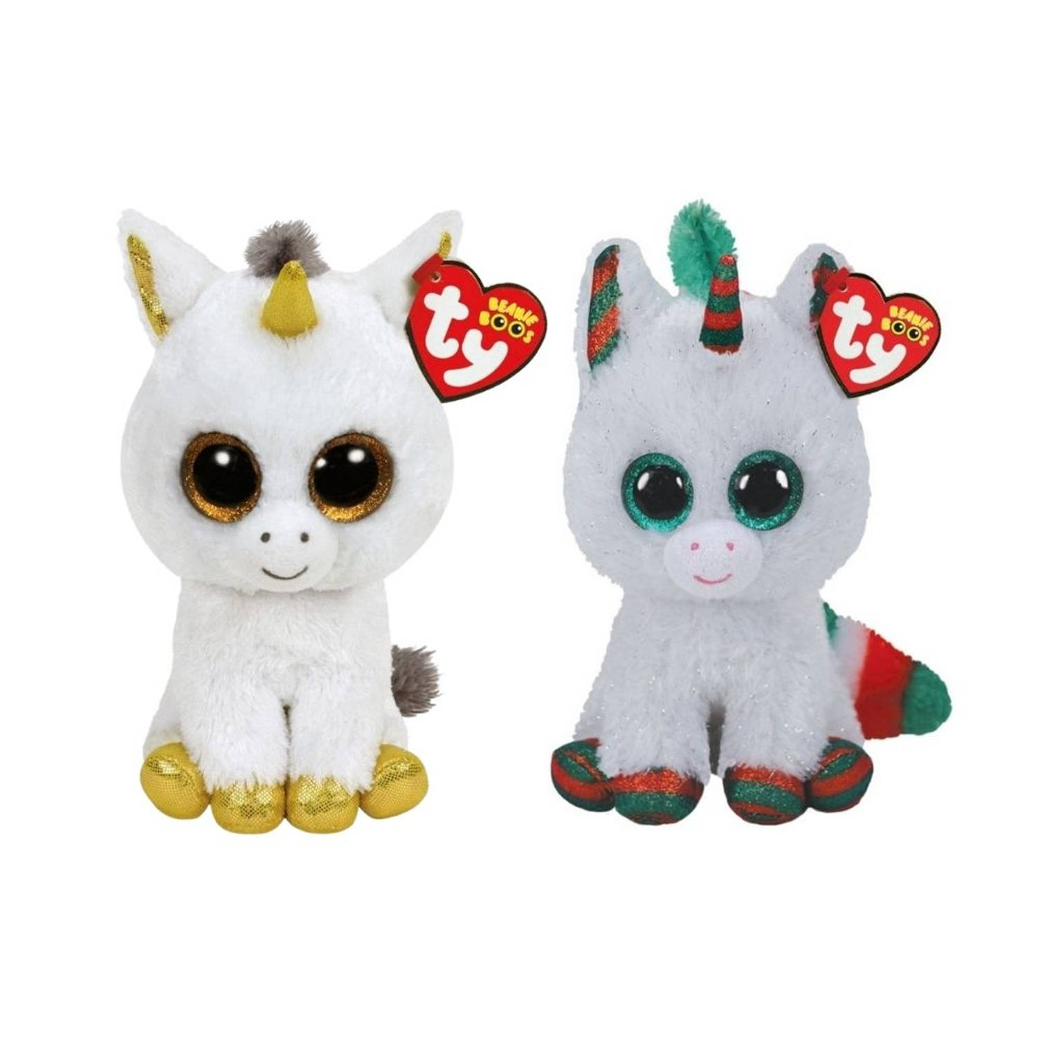 Ty - Knuffel - Beanie Boo&apos;s - Pegasus Unicorn & Christmas Unicorn