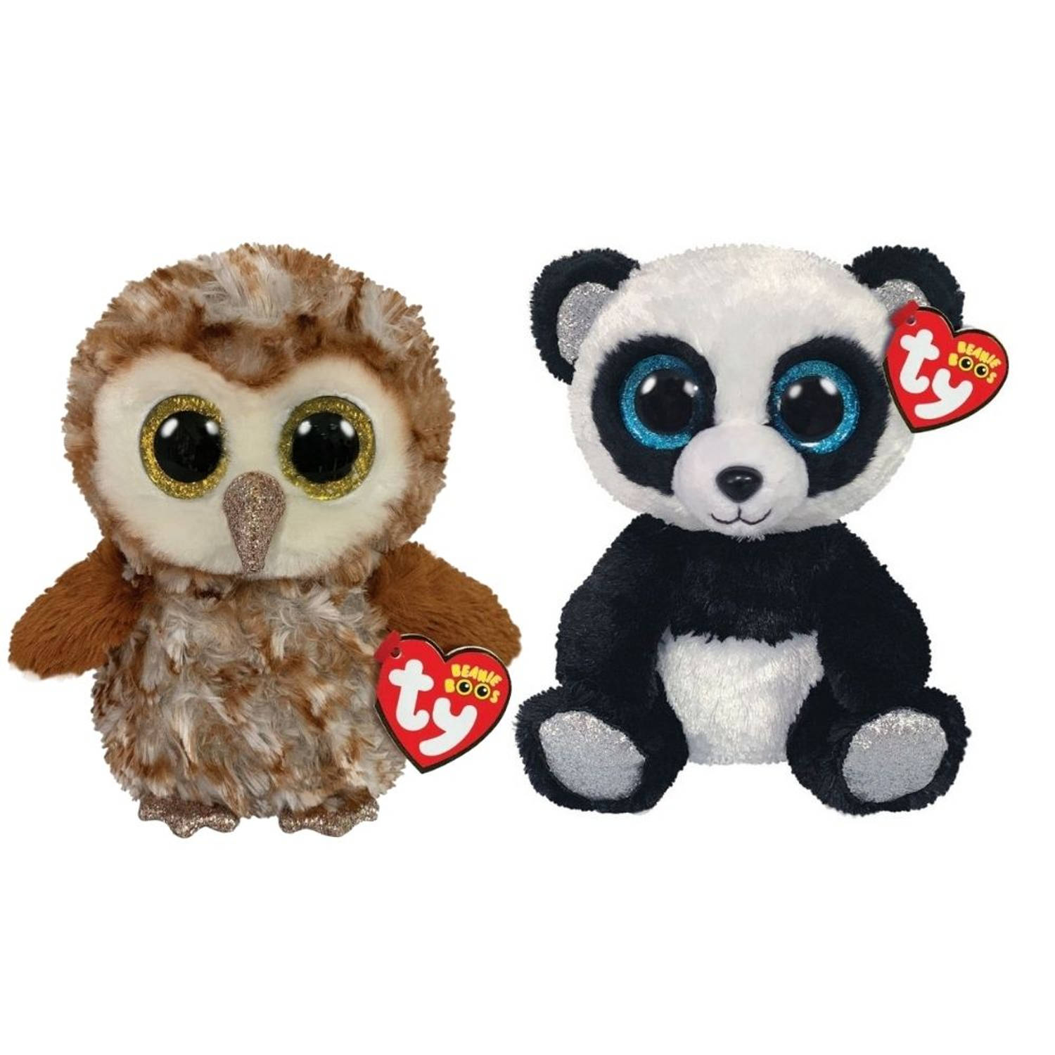 Ty - Knuffel - Beanie Boo&apos;s - Percy Owl & Bamboo Panda