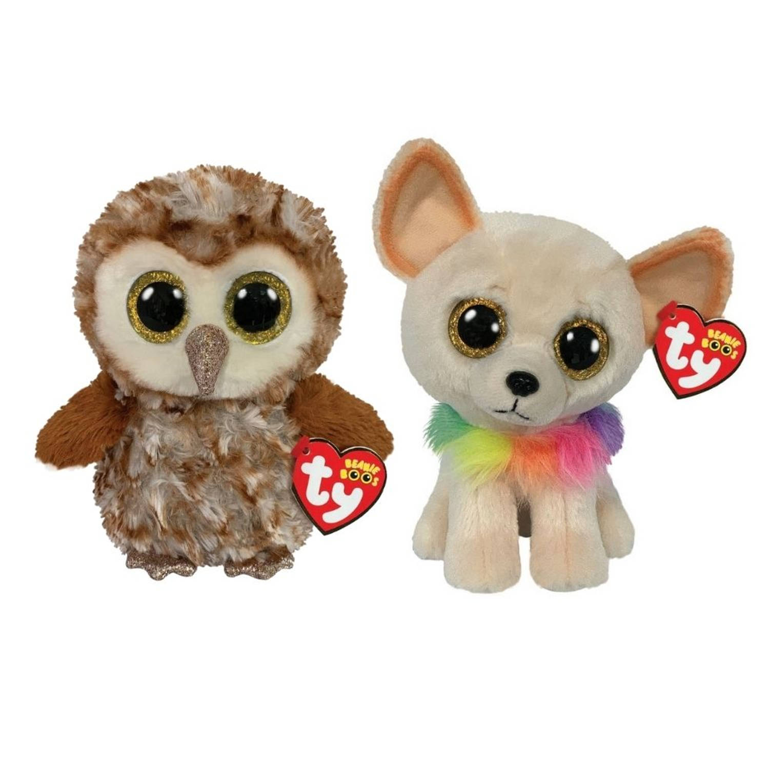 Ty - Knuffel - Beanie Boo&apos;s - Percy Owl & Chewey Chihuahua