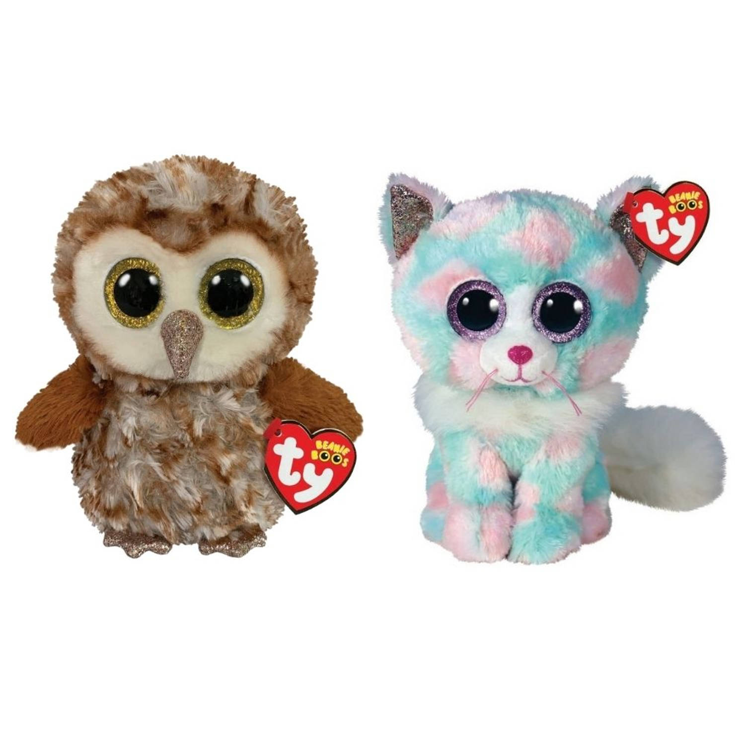 Ty - Knuffel - Beanie Boo's - Percy Owl & Opal Cat