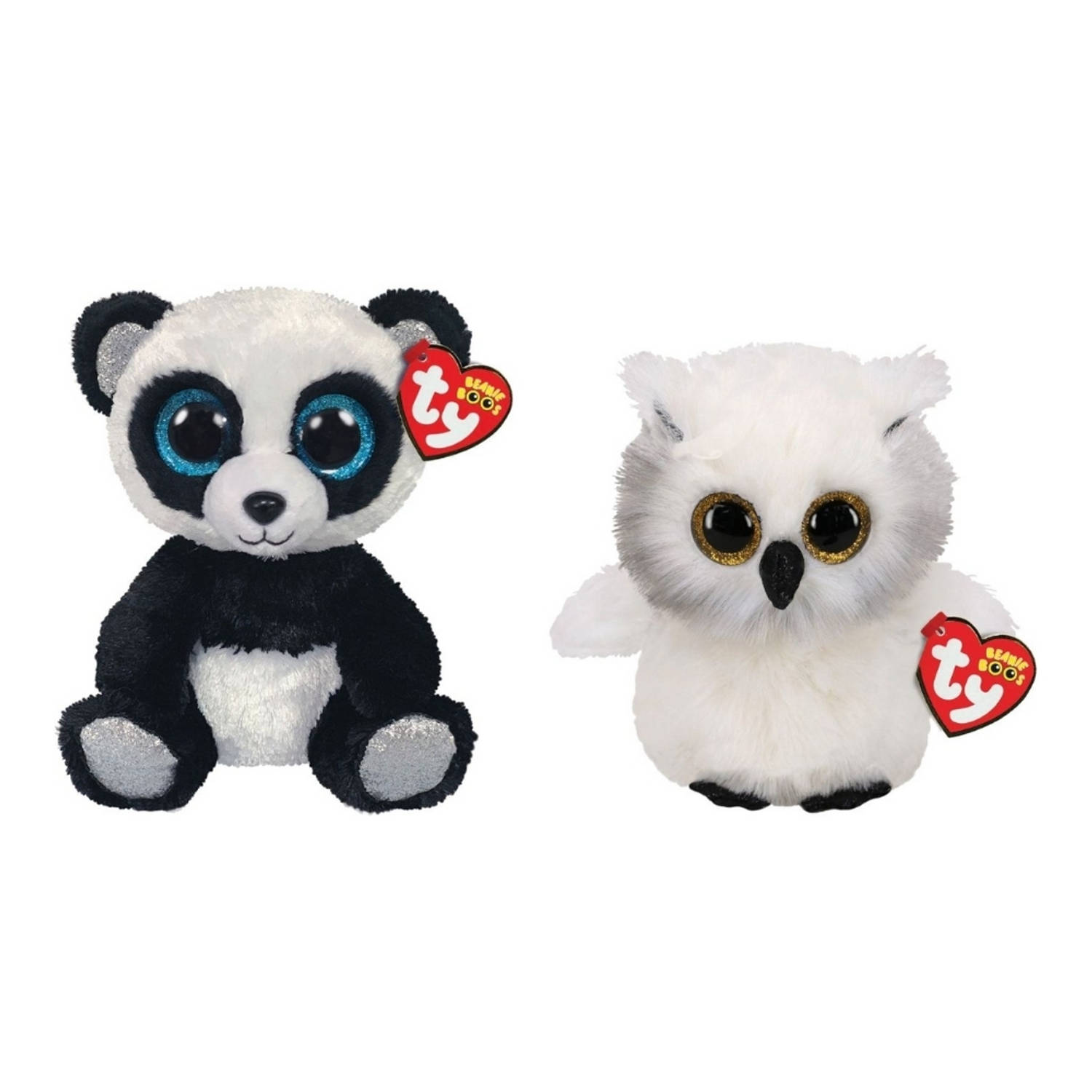 Ty - Knuffel - Beanie Boo's - Bamboo Panda & Austin Owl