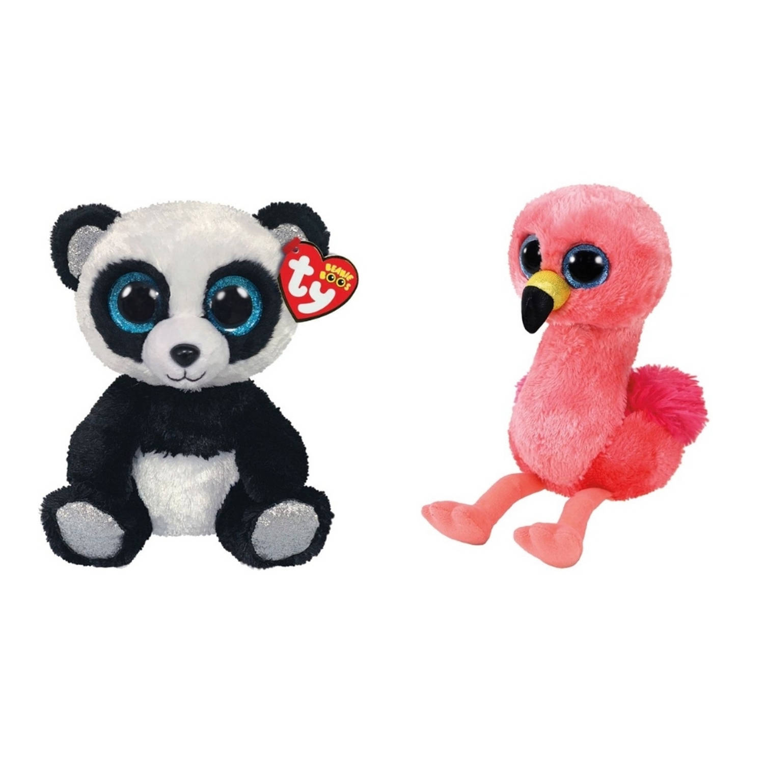 Ty - Knuffel - Beanie Boo's - Bamboo Panda & Gilda Flamingo