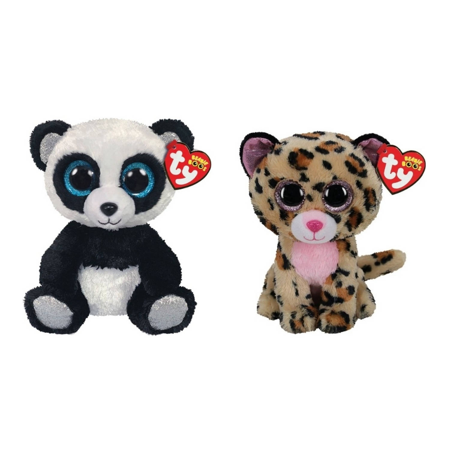 Ty Knuffel Beanie Boo&apos;s Bamboo Panda & Livvie Leopard