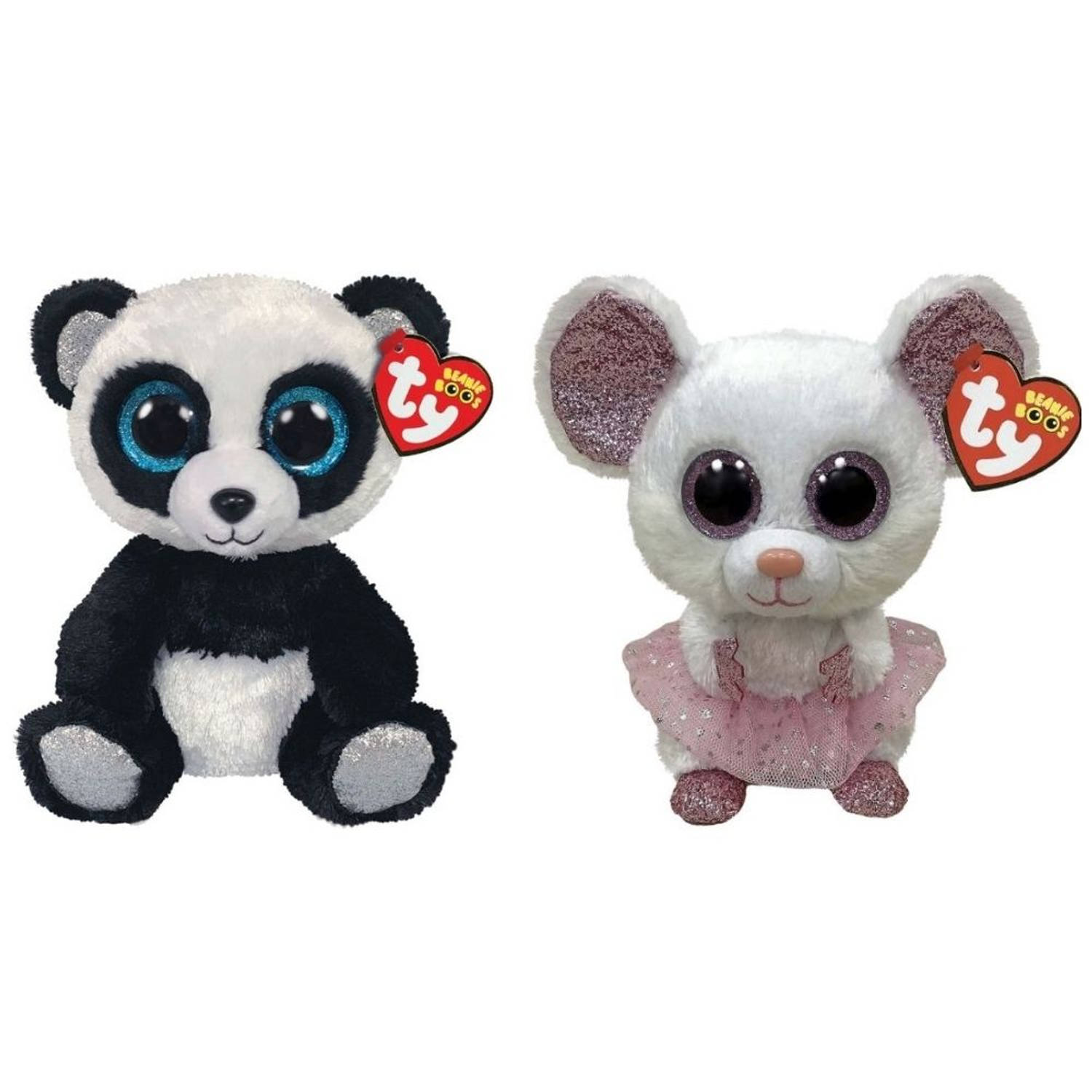 Ty - Knuffel - Beanie Boo's - Bamboo Panda & Nina Mouse