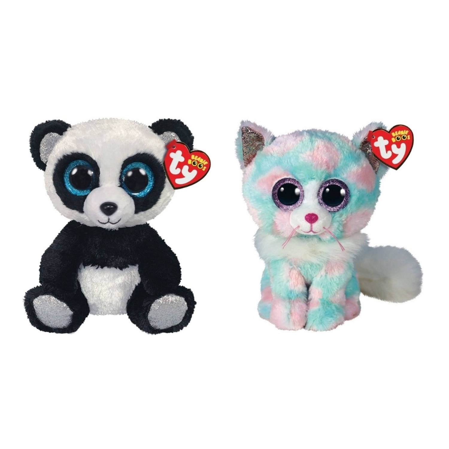 Ty - Knuffel - Beanie Boo's - Bamboo Panda & Opal Cat