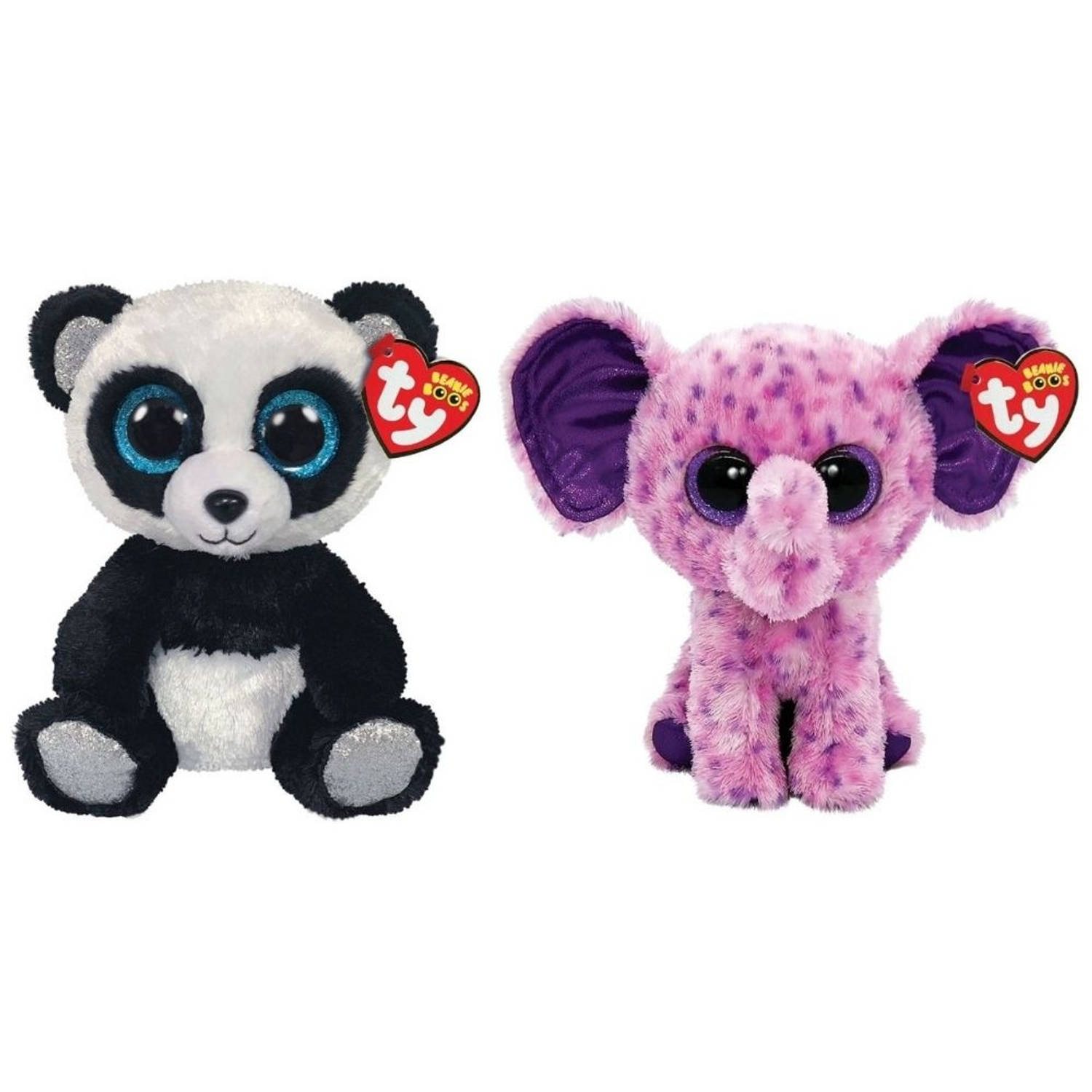 Ty - Knuffel - Beanie Boo&apos;s - Bamboo Panda & Eva Elephant