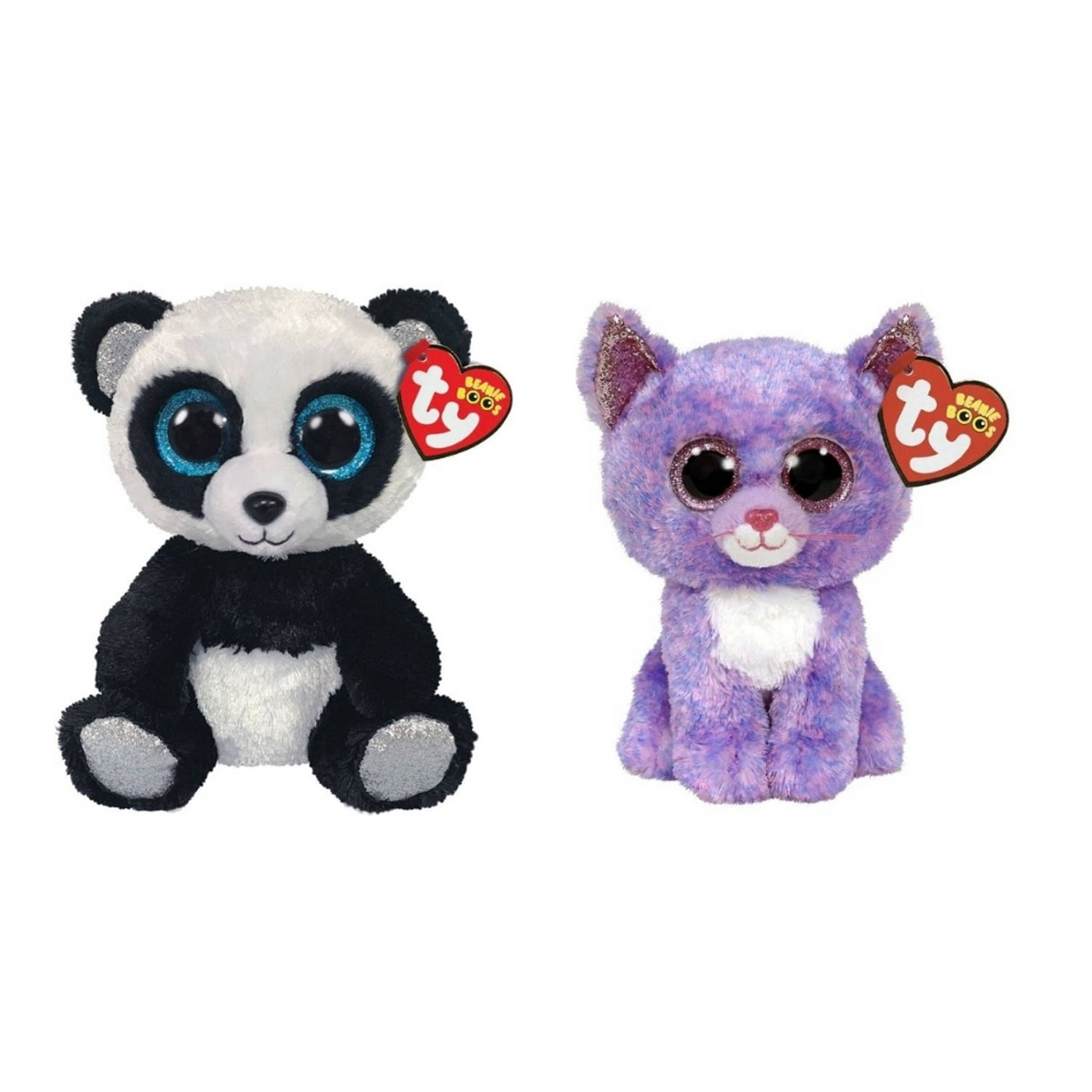 Ty - Knuffel - Beanie Boo's - Bamboo Panda & Cassidy Cat