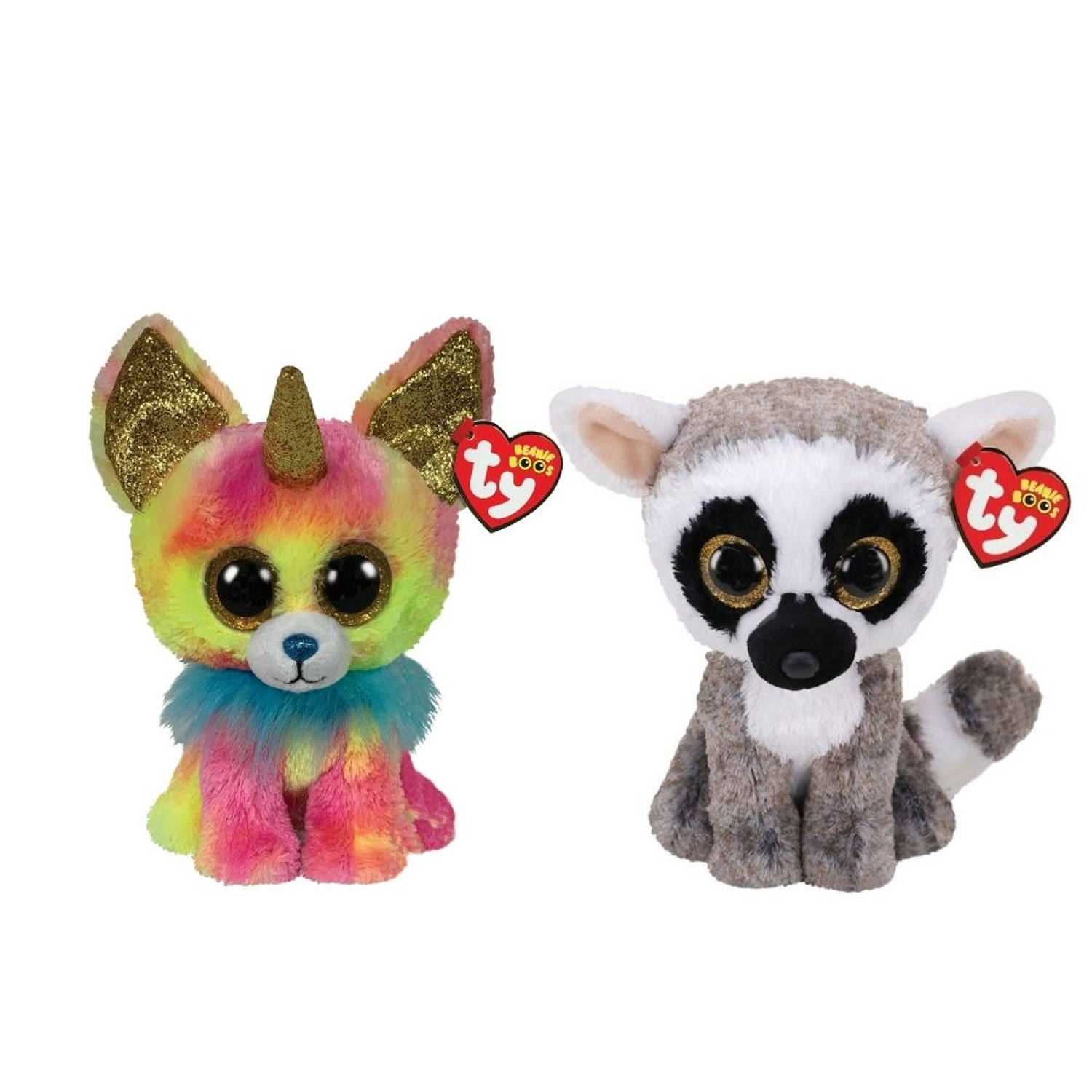 Ty - Knuffel - Beanie Boo&apos;s - Yips Chihuahua & Linus Lemur
