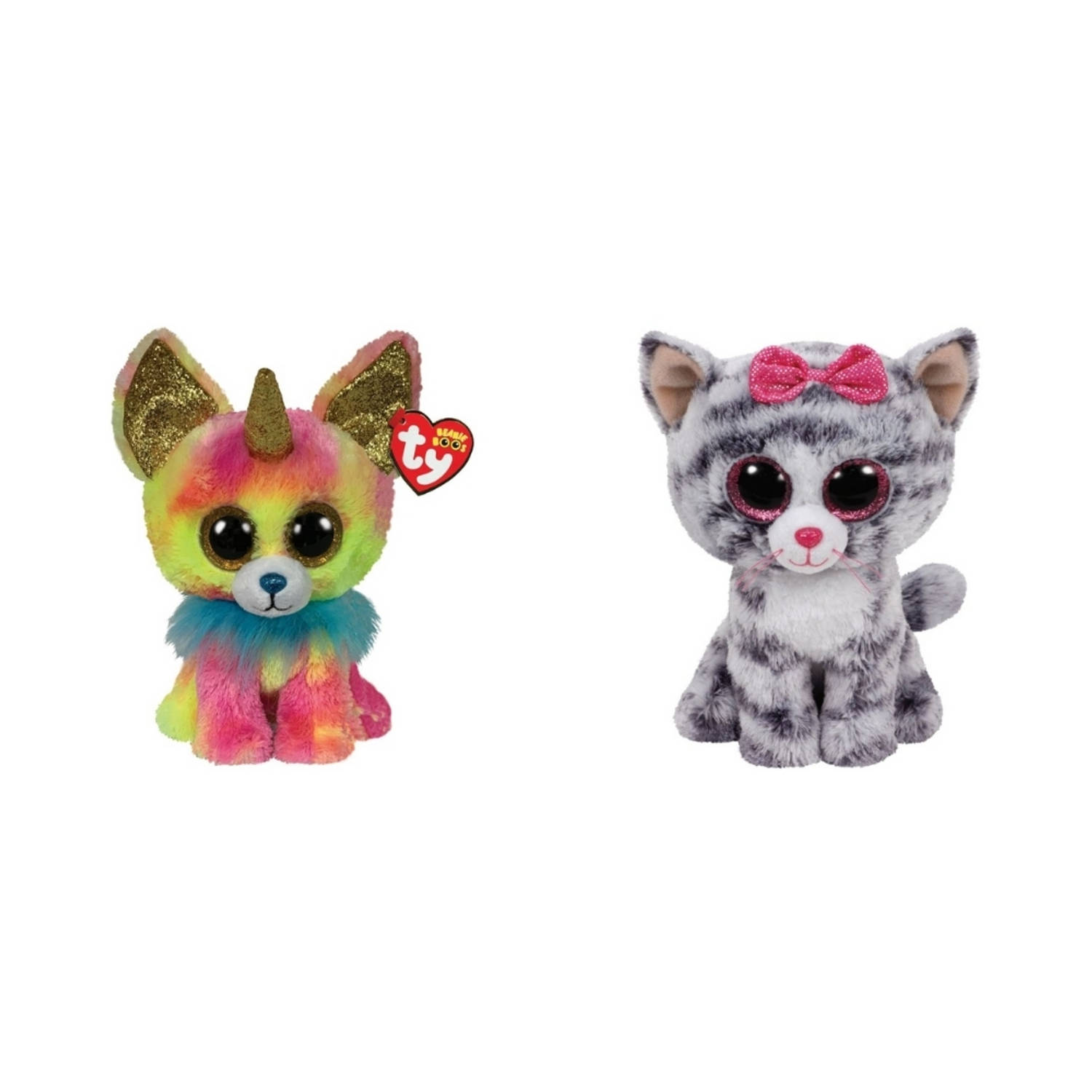 Ty - Knuffel - Beanie Boo&apos;s - Yips Chihuahua & Kiki Cat