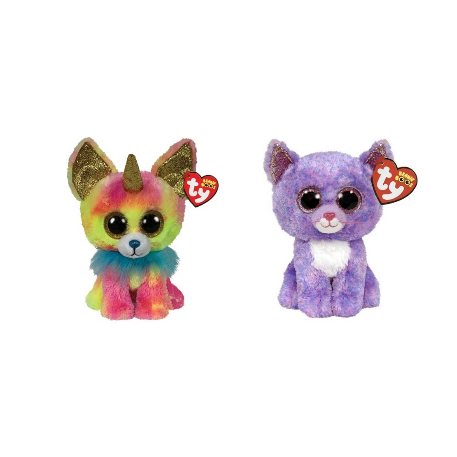 Ty - Knuffel - Beanie Boo&apos;s - Yips Chihuahua & Cassidy Cat