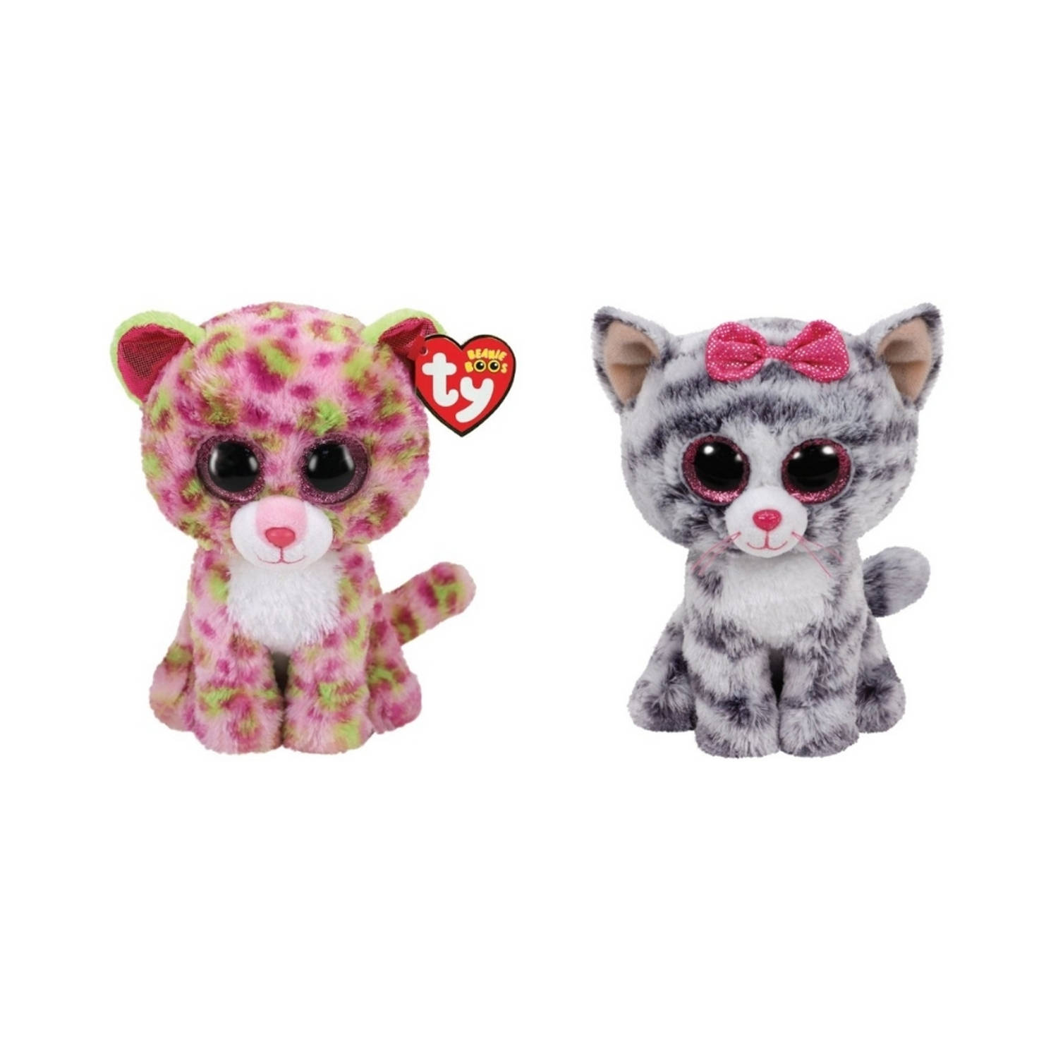 Ty - Knuffel - Beanie Boo&apos;s - Lainey Leopard & Kiki Cat