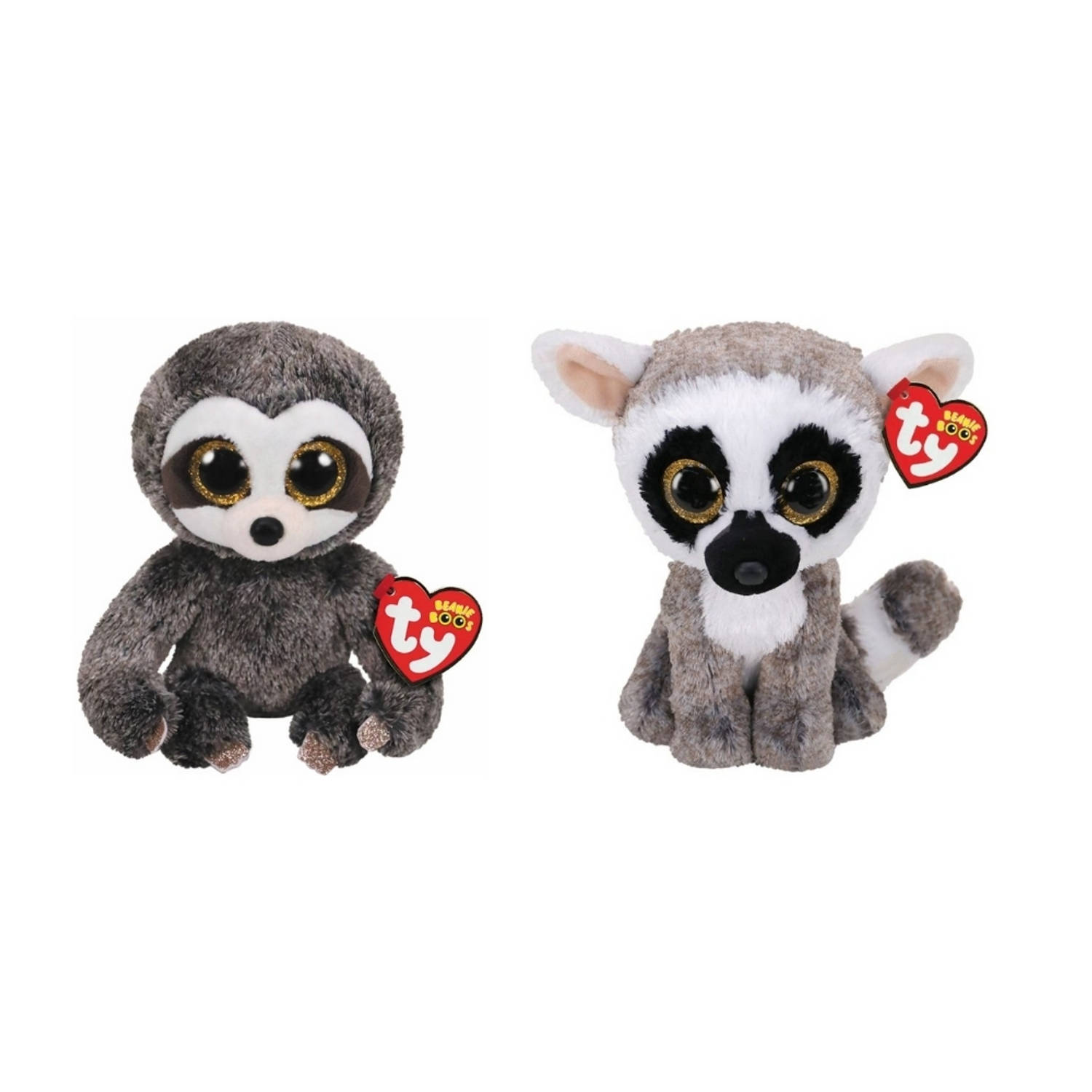 Ty - Knuffel - Beanie Boo&apos;s - Dangler Sloth & Linus Lemur
