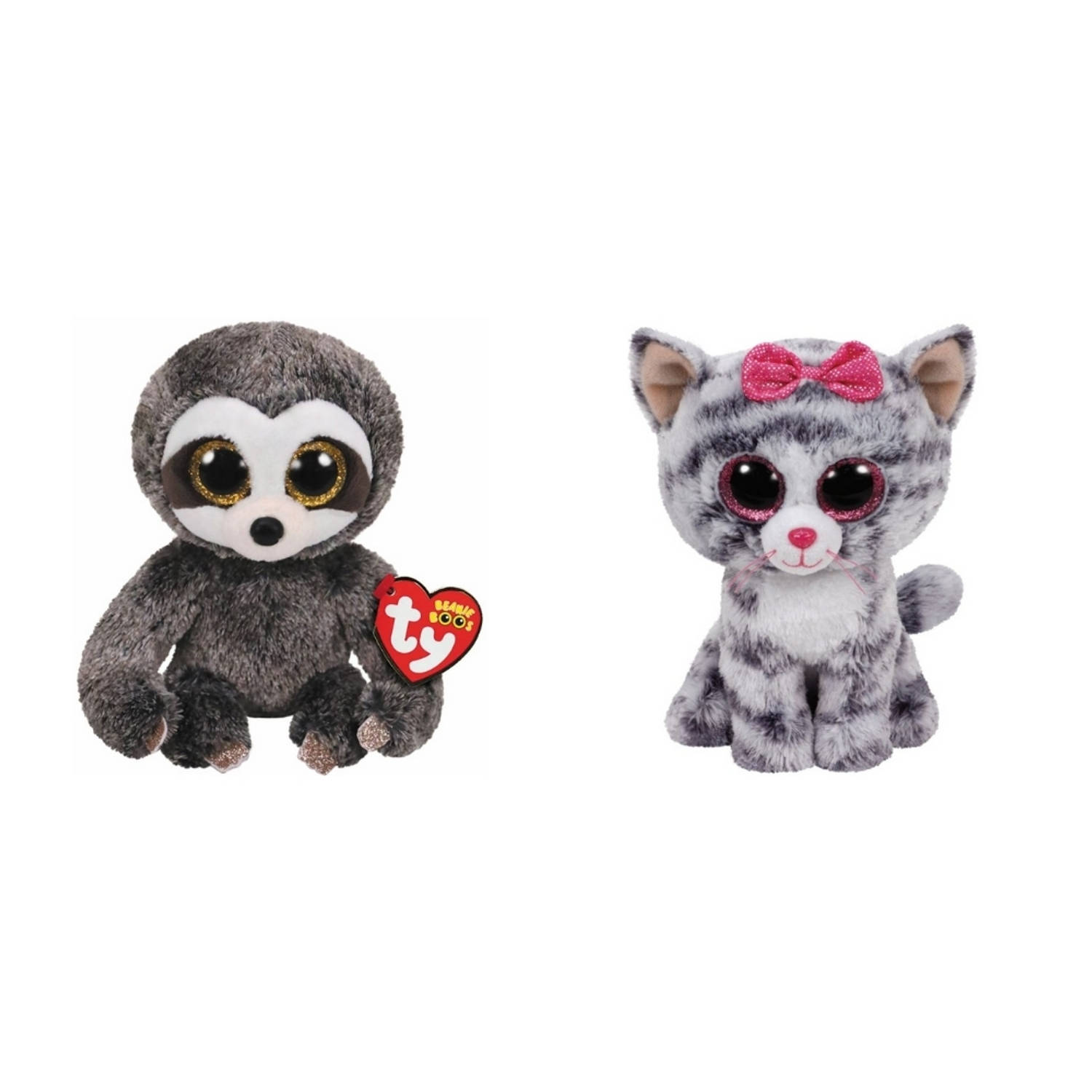 Ty - Knuffel - Beanie Boo&apos;s - Dangler Sloth & Kiki Cat