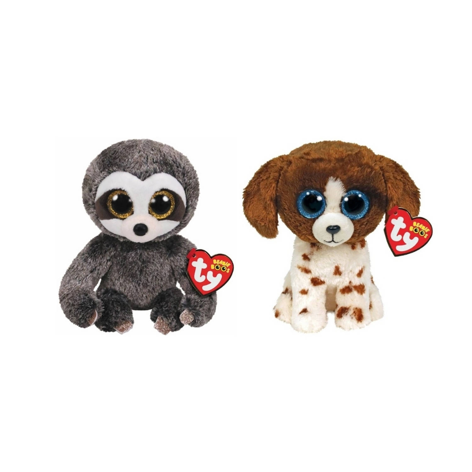 Ty - Knuffel - Beanie Boo's - Dangler Sloth & Muddles Dog