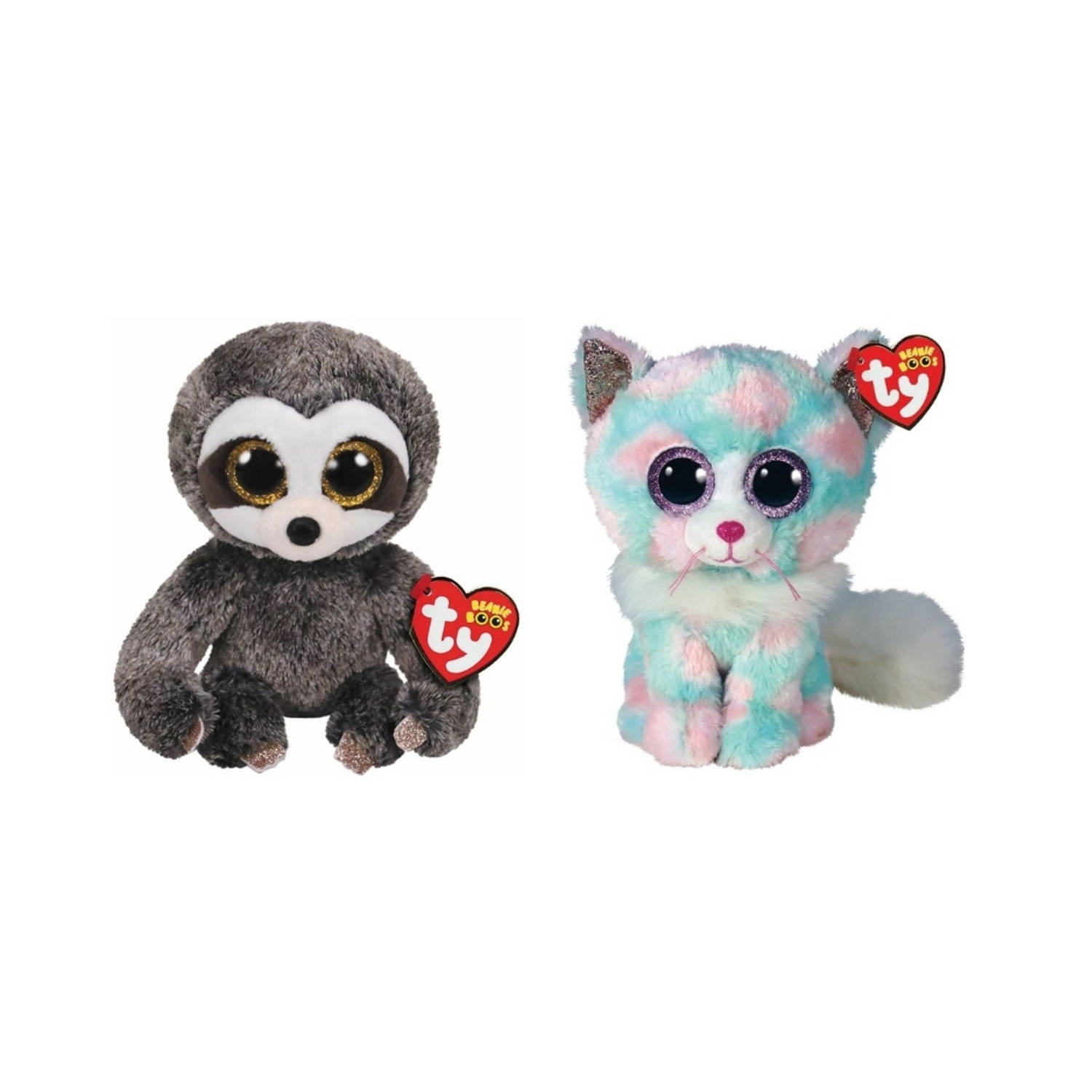 Ty - Knuffel - Beanie Boo&apos;s - Dangler Sloth & Opal Cat