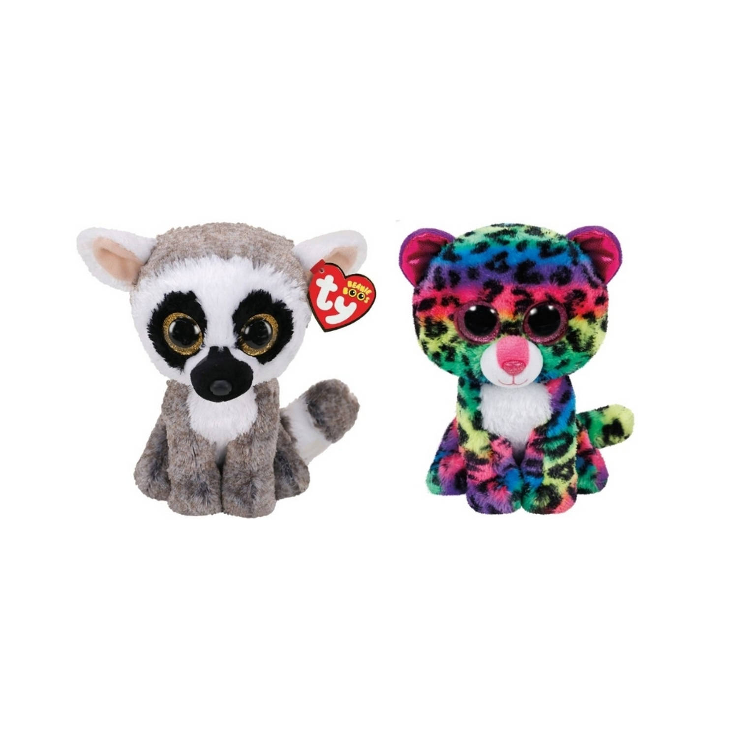 Ty - Knuffel - Beanie Boo's - Linus Lemur & Dotty Leopard