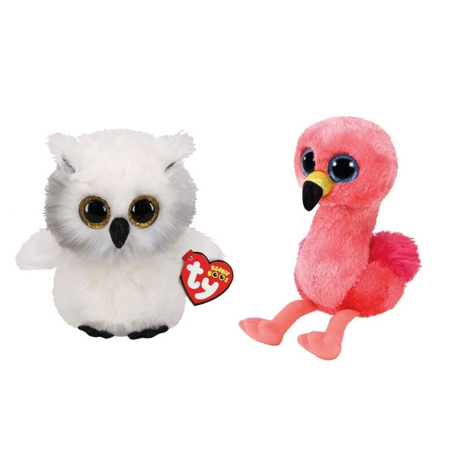 Ty - Knuffel - Beanie Boo's - Ausitin Owl & Gilda Flamingo