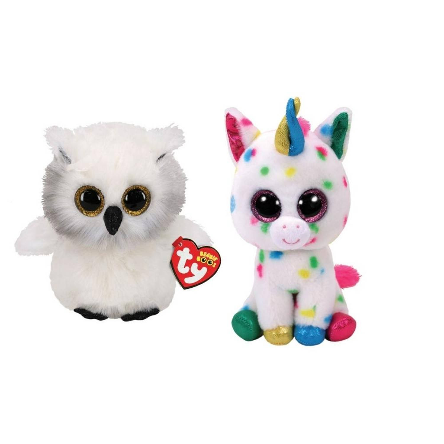 Ty - Knuffel - Beanie Boo's - Ausitin Owl & Harmonie Unicorn