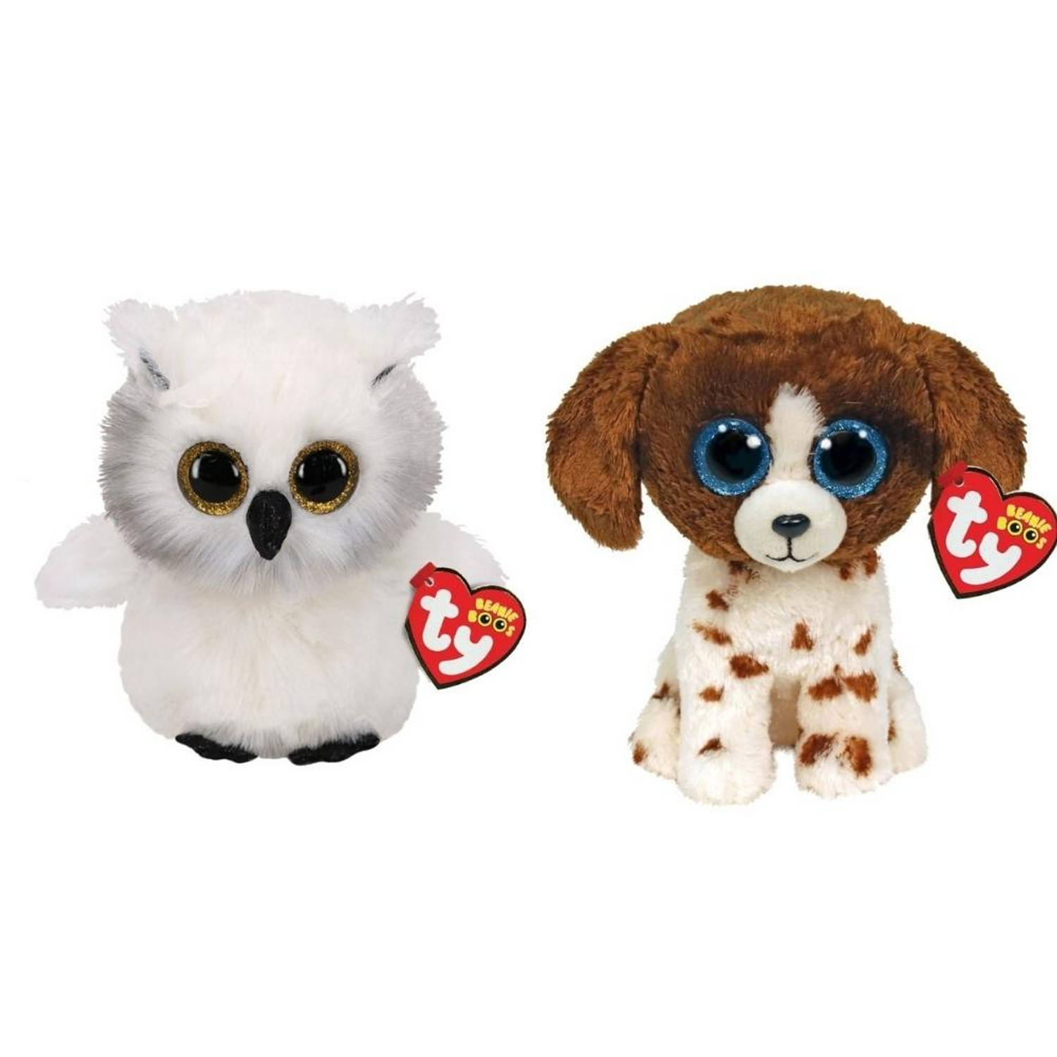 Ty - Knuffel - Beanie Boo's - Ausitin Owl & Muddles Dog