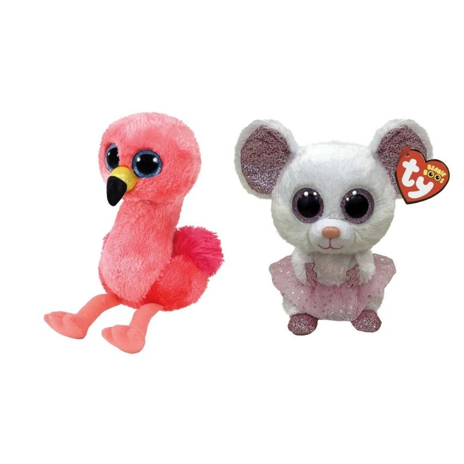 Ty - Knuffel - Beanie Boo's - Gilda Flamingo & Nina Mouse