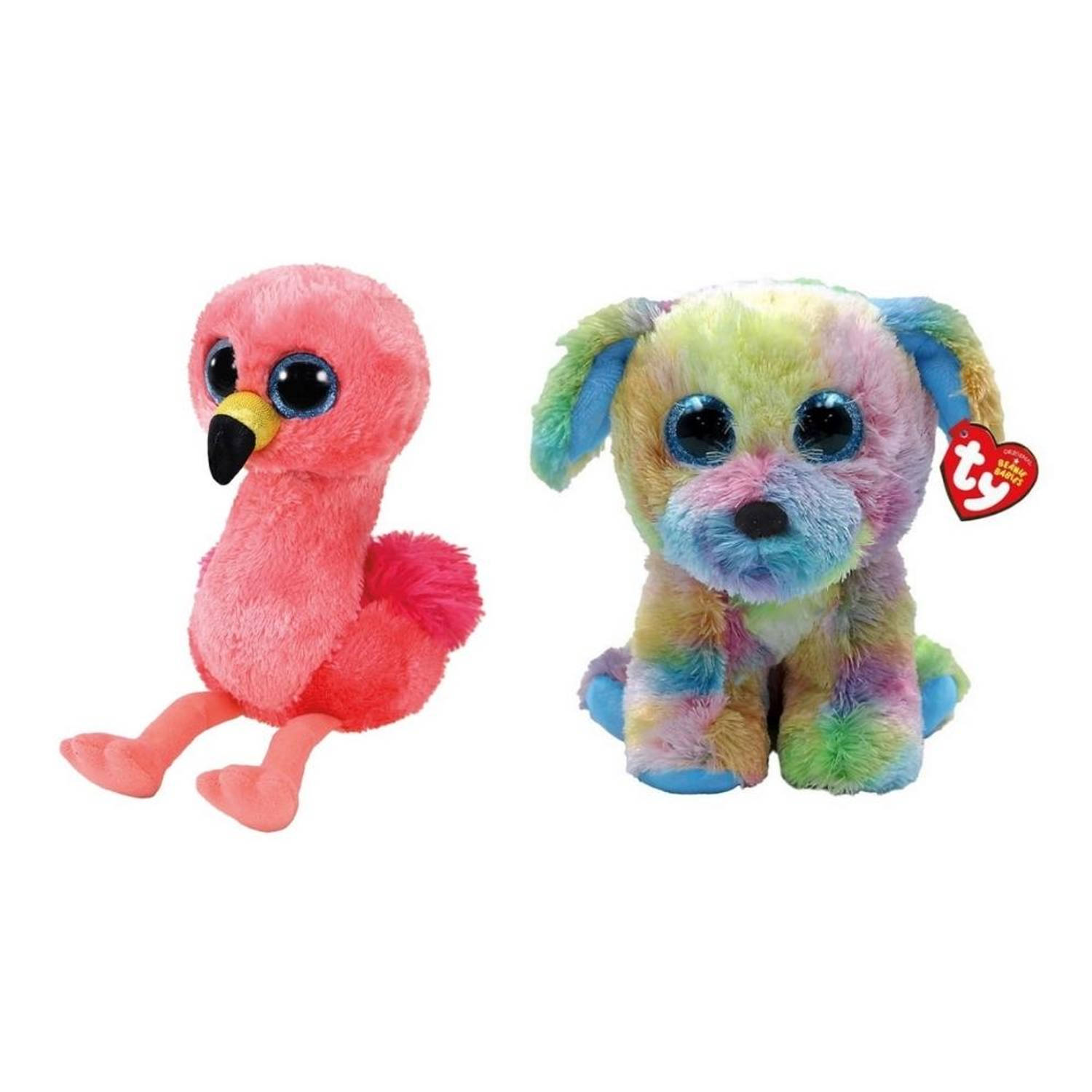 Ty - Knuffel - Beanie Boo's - Gilda Flamingo & Max Dog