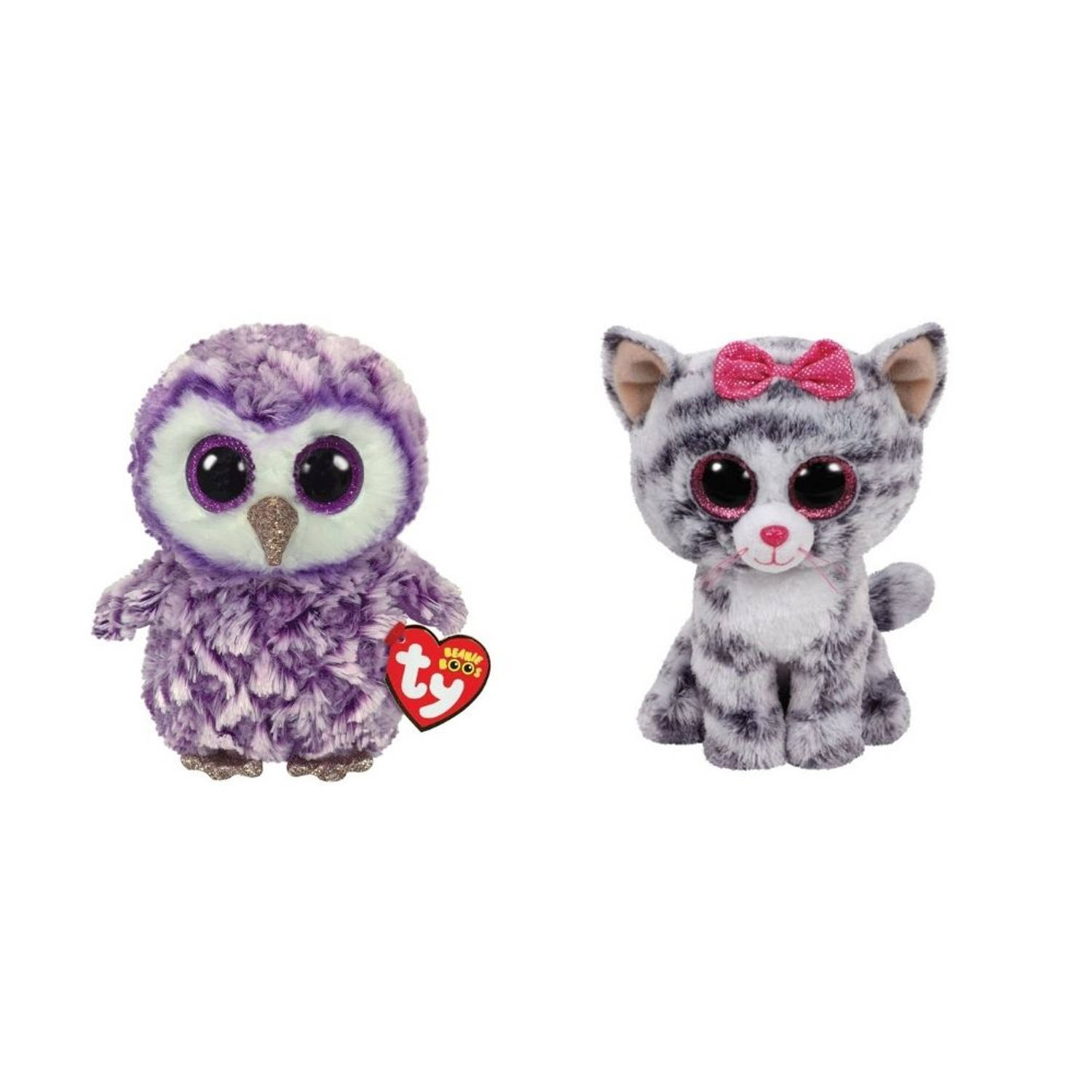 Ty - Knuffel - Beanie Boo&apos;s - Moonlight Owl & Kiki Cat