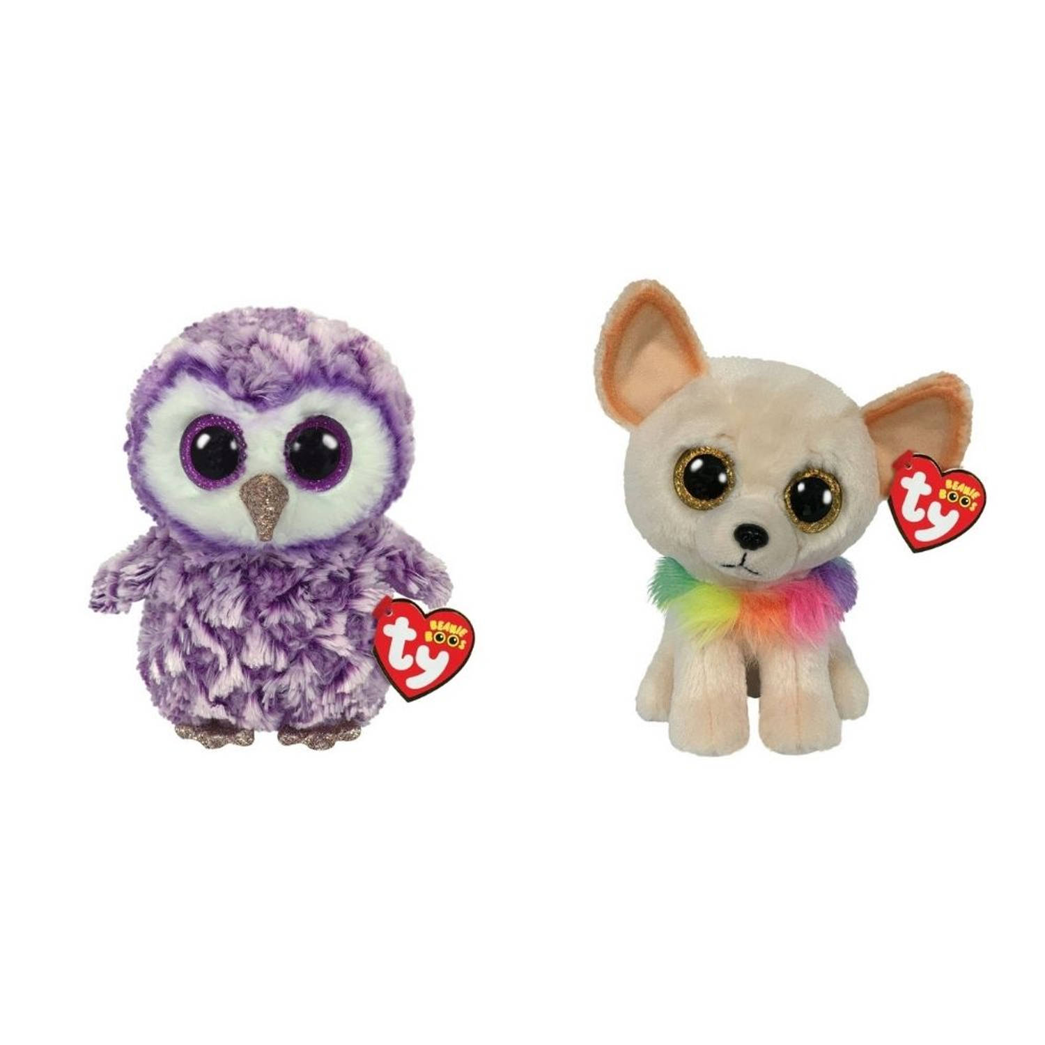 Ty - Knuffel - Beanie Boo&apos;s - Moonlight Owl & Chewey Chihuahua