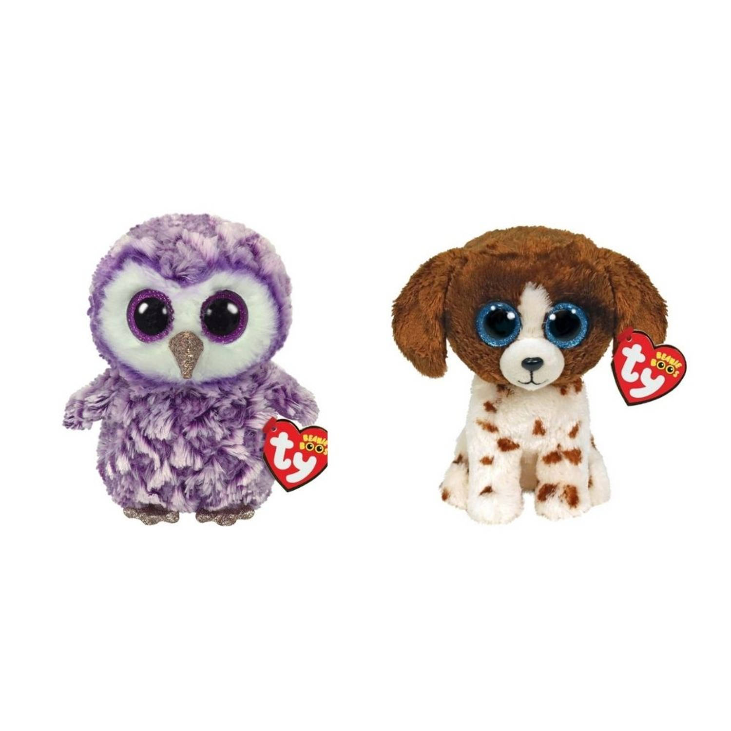 Ty - Knuffel - Beanie Boo's - Moonlight Owl & Muddles Dog