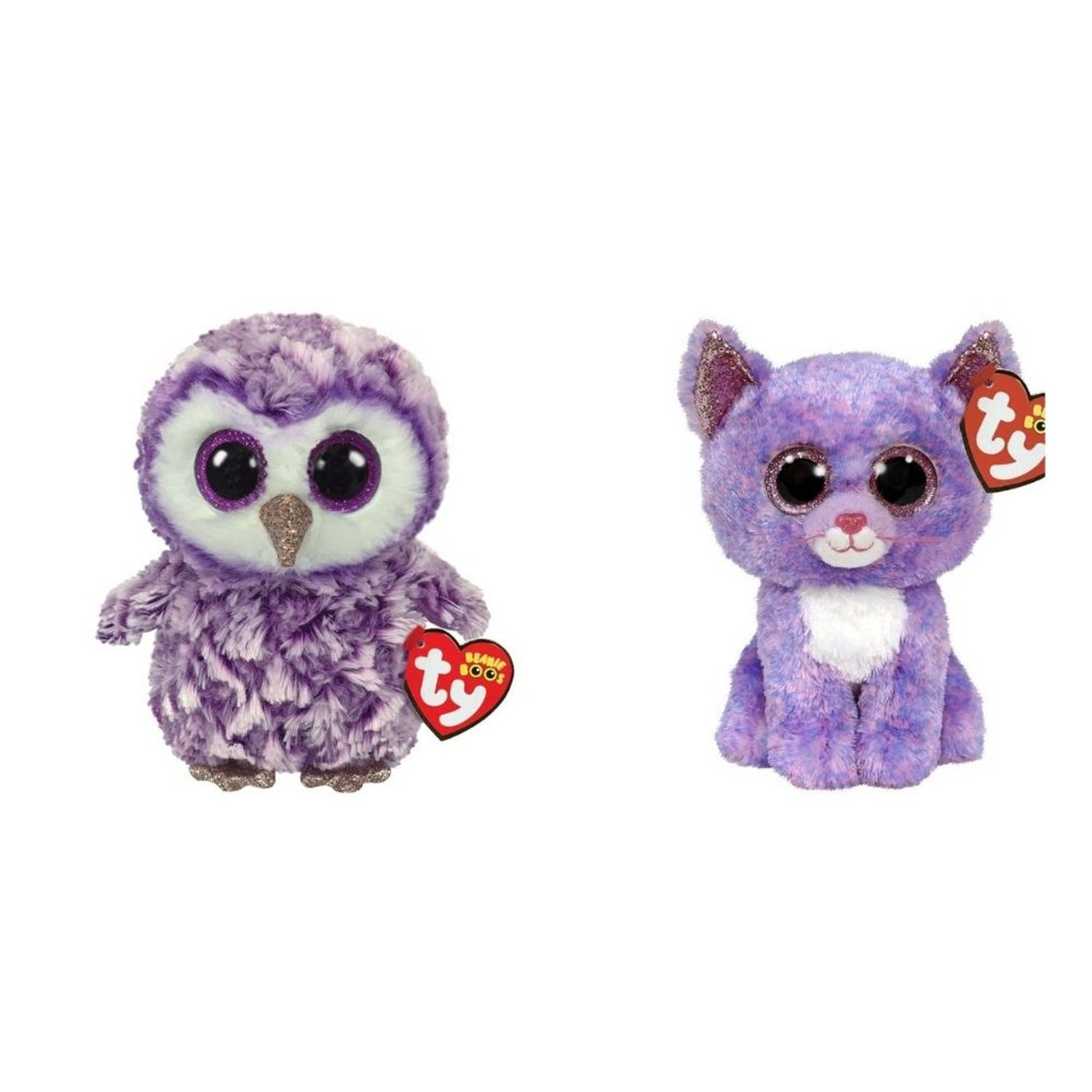 Ty - Knuffel - Beanie Boo's - Moonlight Owl & Cassidy Cat