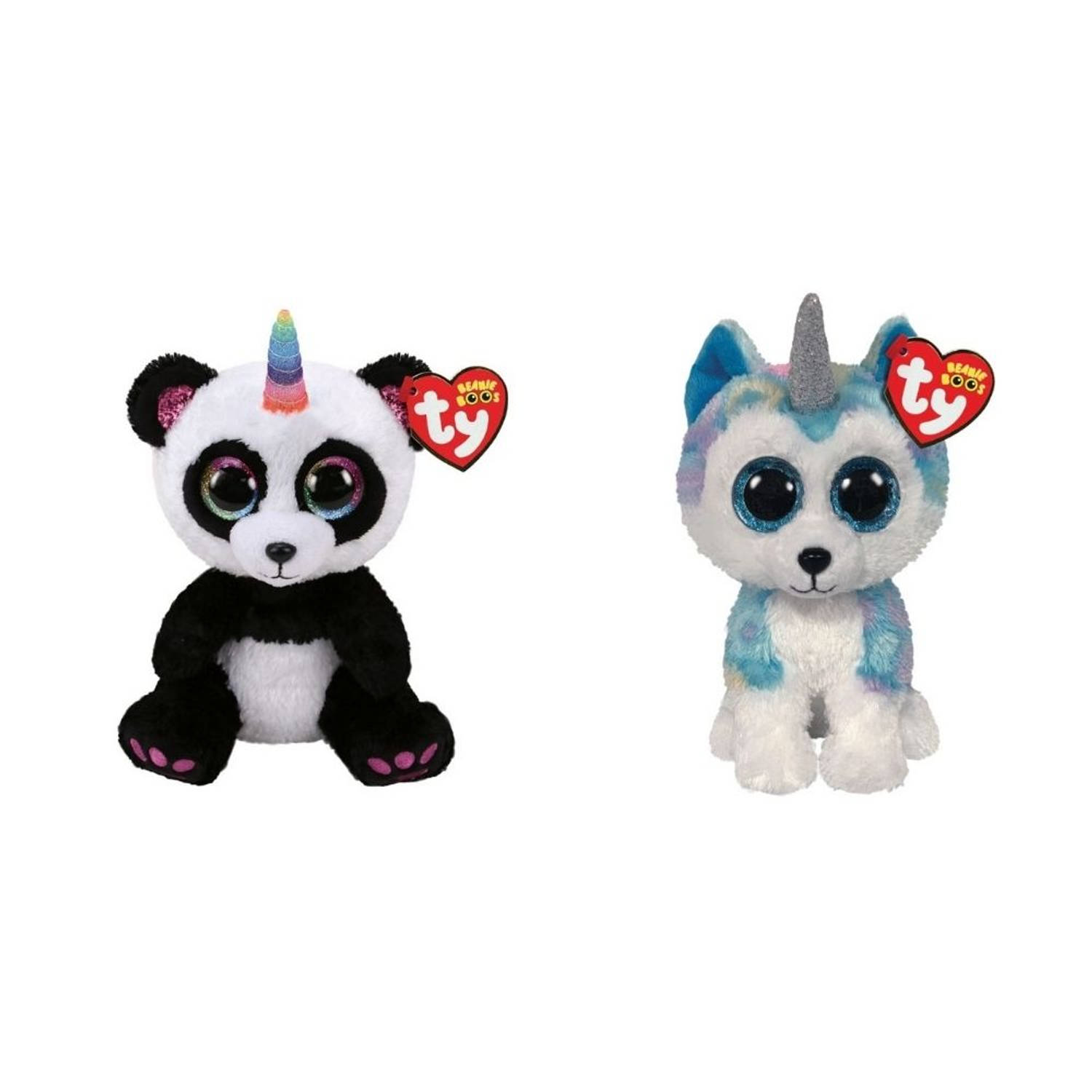 Ty - Knuffel - Beanie Boo's - Paris Panda & Helena Husky