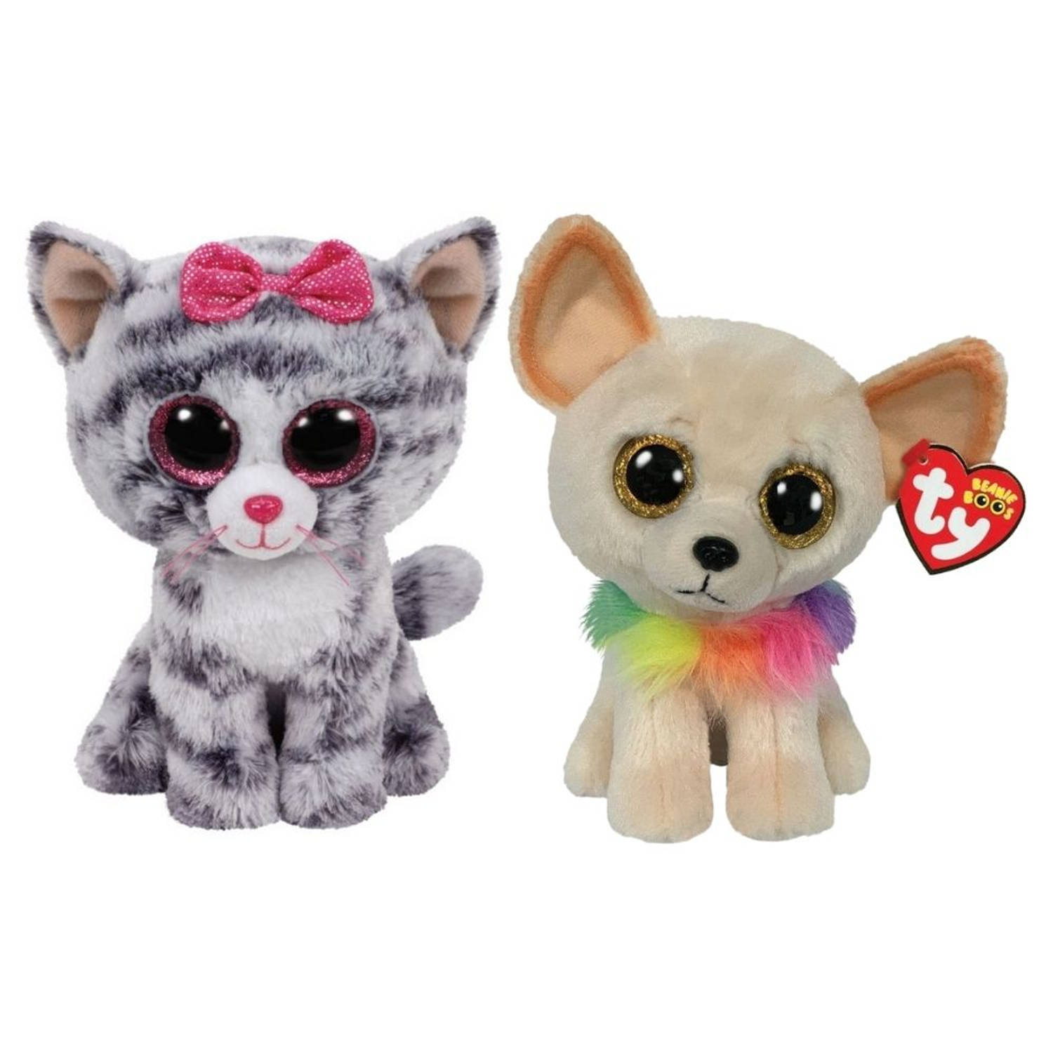 Ty - Knuffel - Beanie Boo&apos;s - Kiki Cat & Chewey Chihuahua