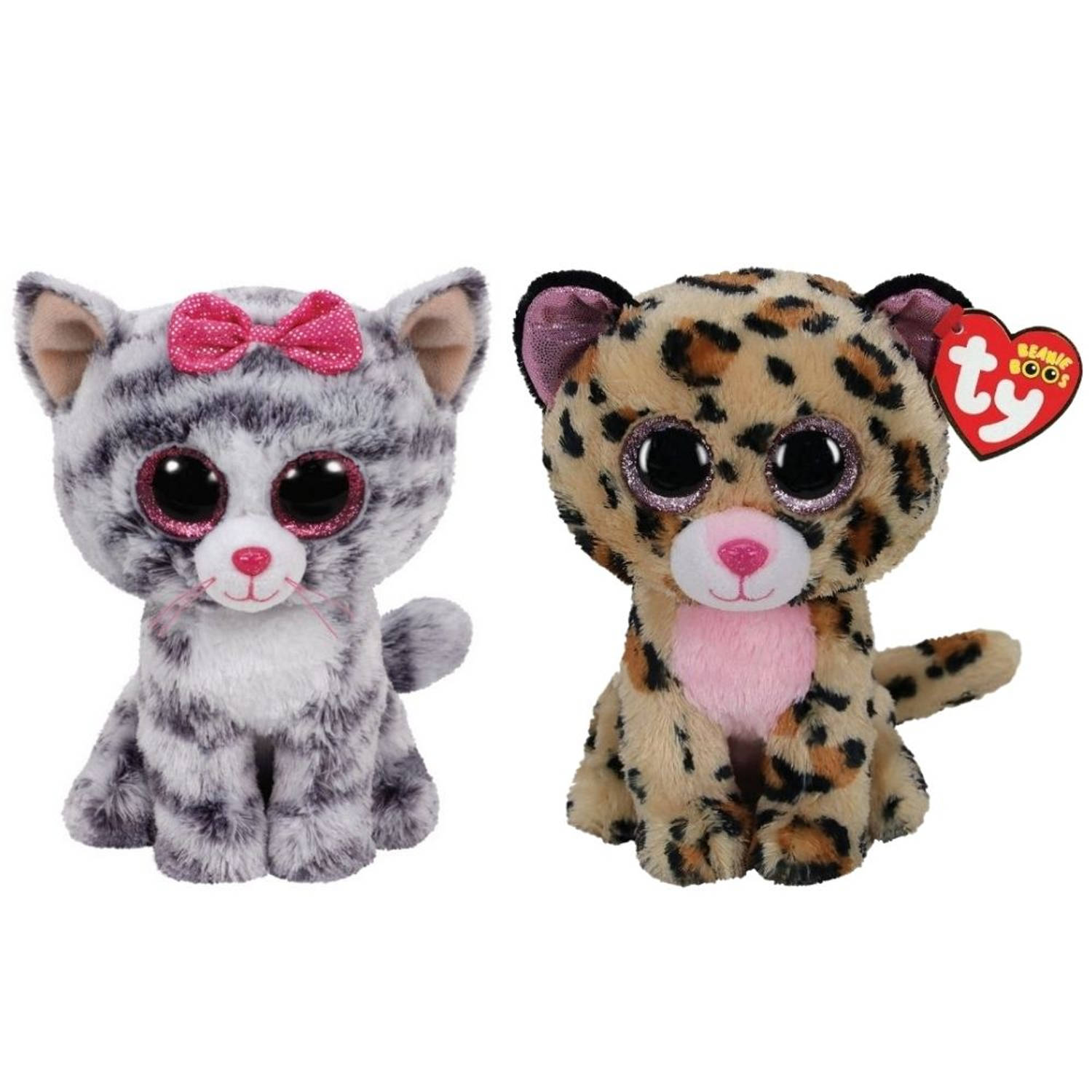 Ty - Knuffel - Beanie Boo's - Kiki Cat & Livvie Leopard