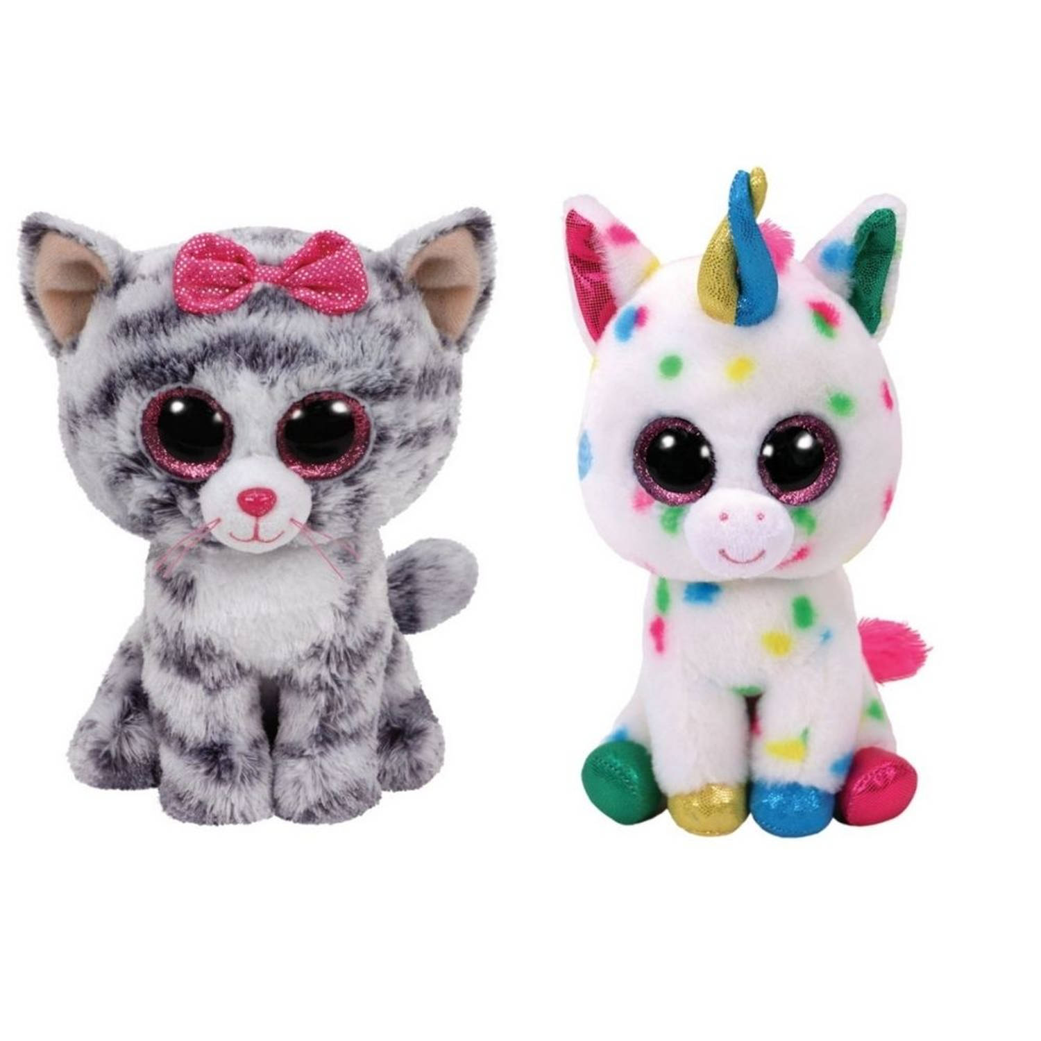 Ty - Knuffel - Beanie Boo&apos;s - Kiki Cat & Harmonie Unicorn