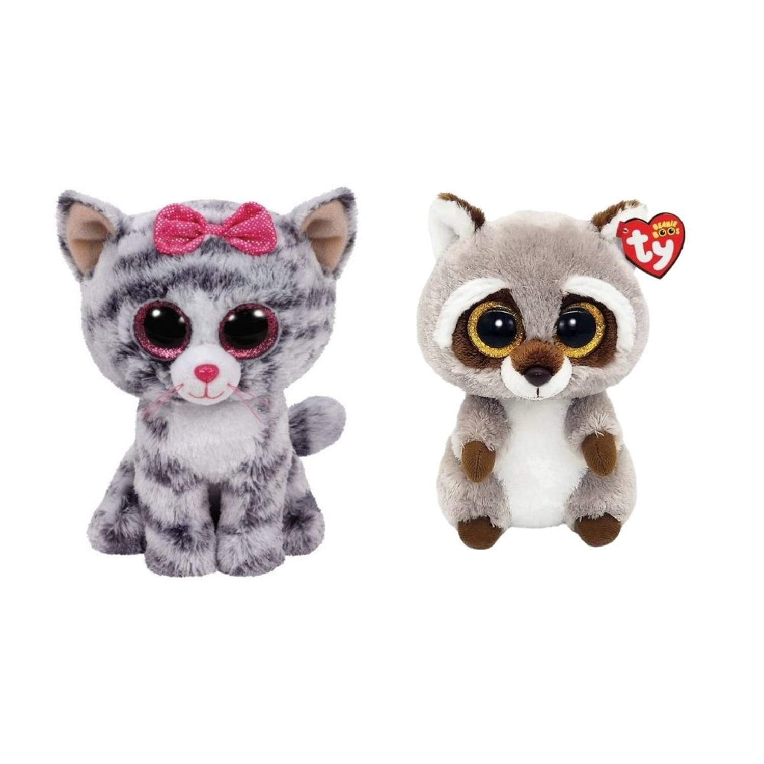 Ty - Knuffel - Beanie Boo&apos;s - Kiki Cat & Racoon