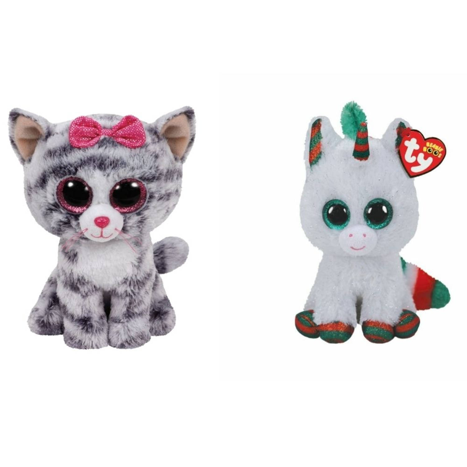 Ty - Knuffel - Beanie Boo's - Kiki Cat & Christmas Unicorn