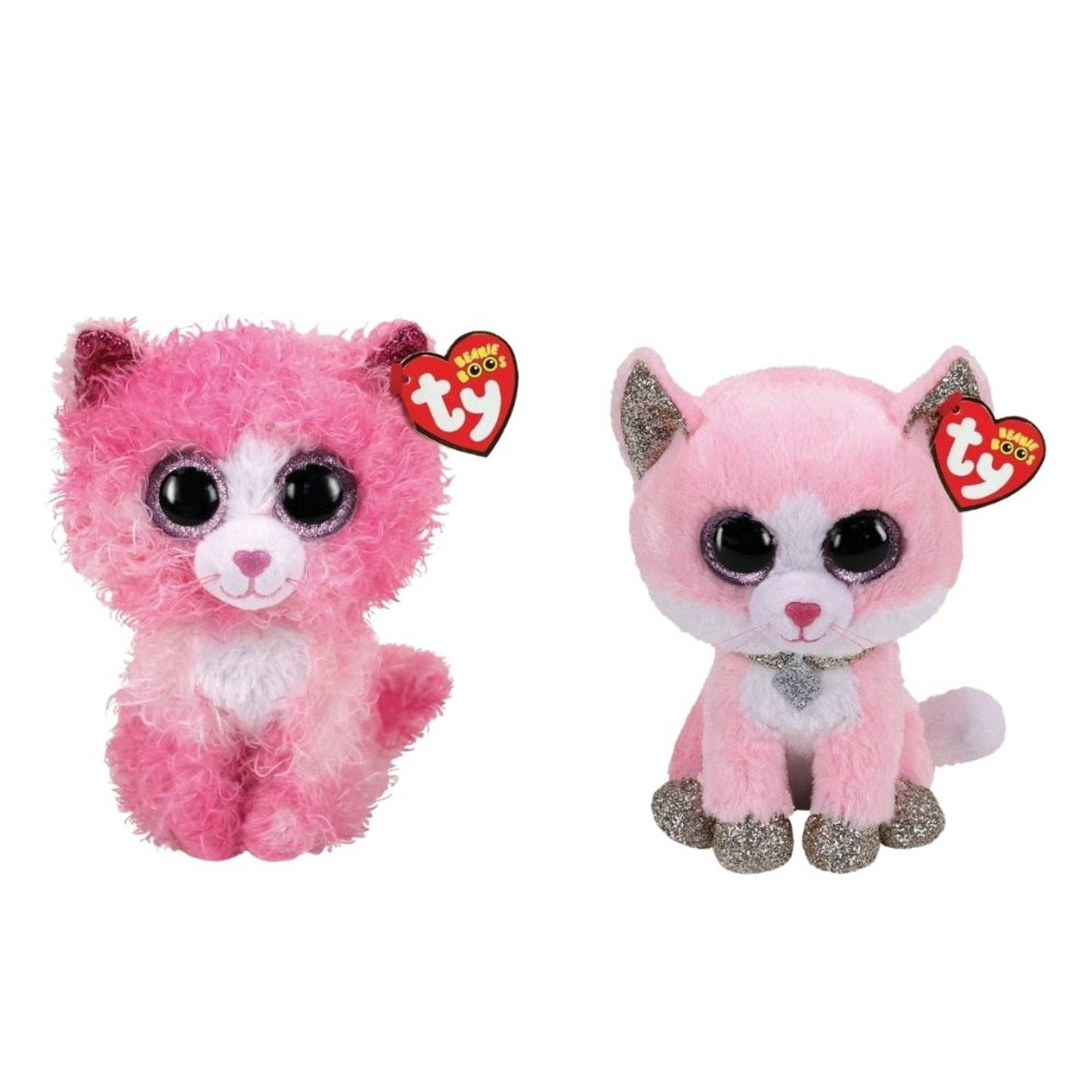 Ty - Knuffel - Beanie Boo's - Reagan Cat & Fiona Pink Cat