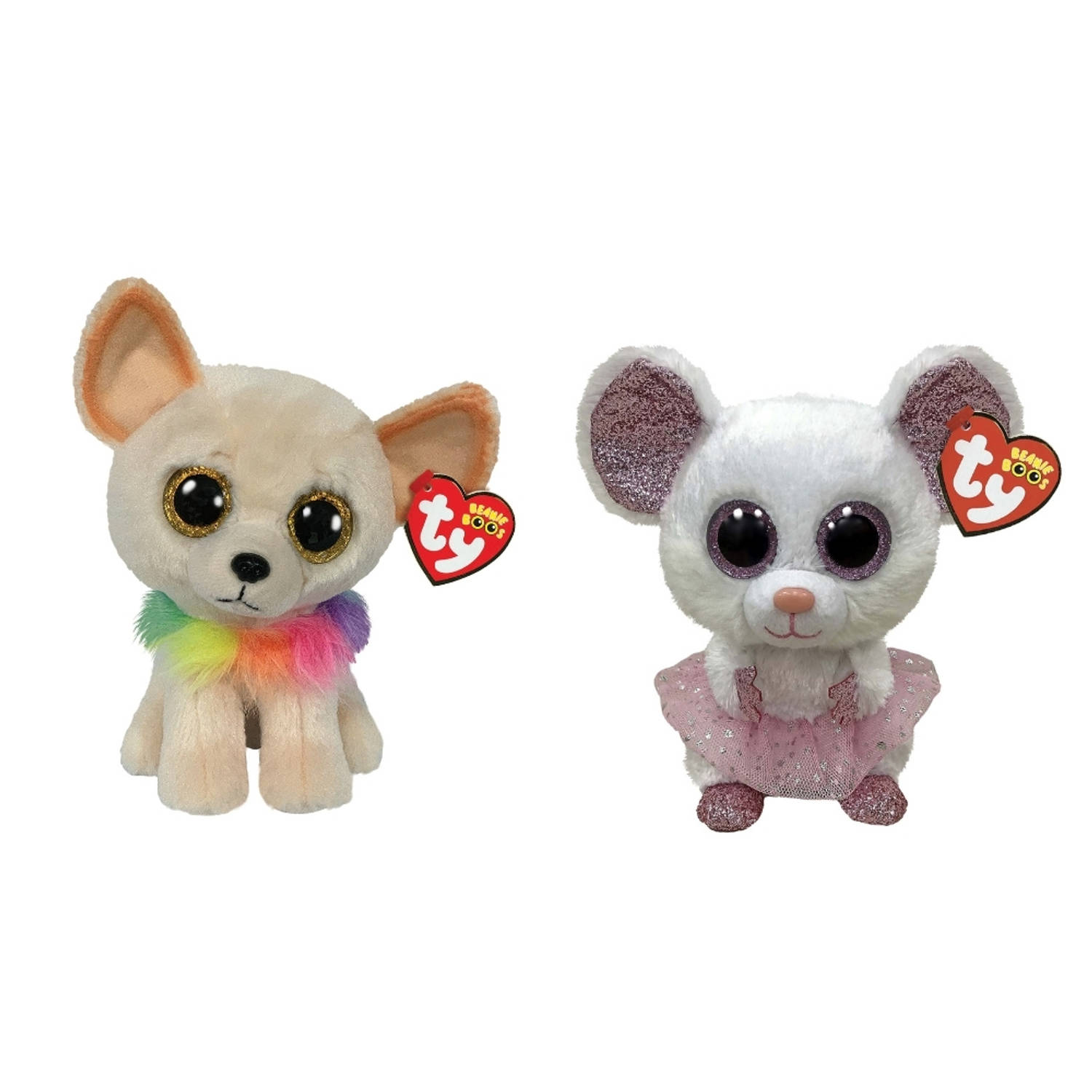 Ty - Knuffel - Beanie Boo&apos;s - Chewey Chihuahua & Nina Mouse