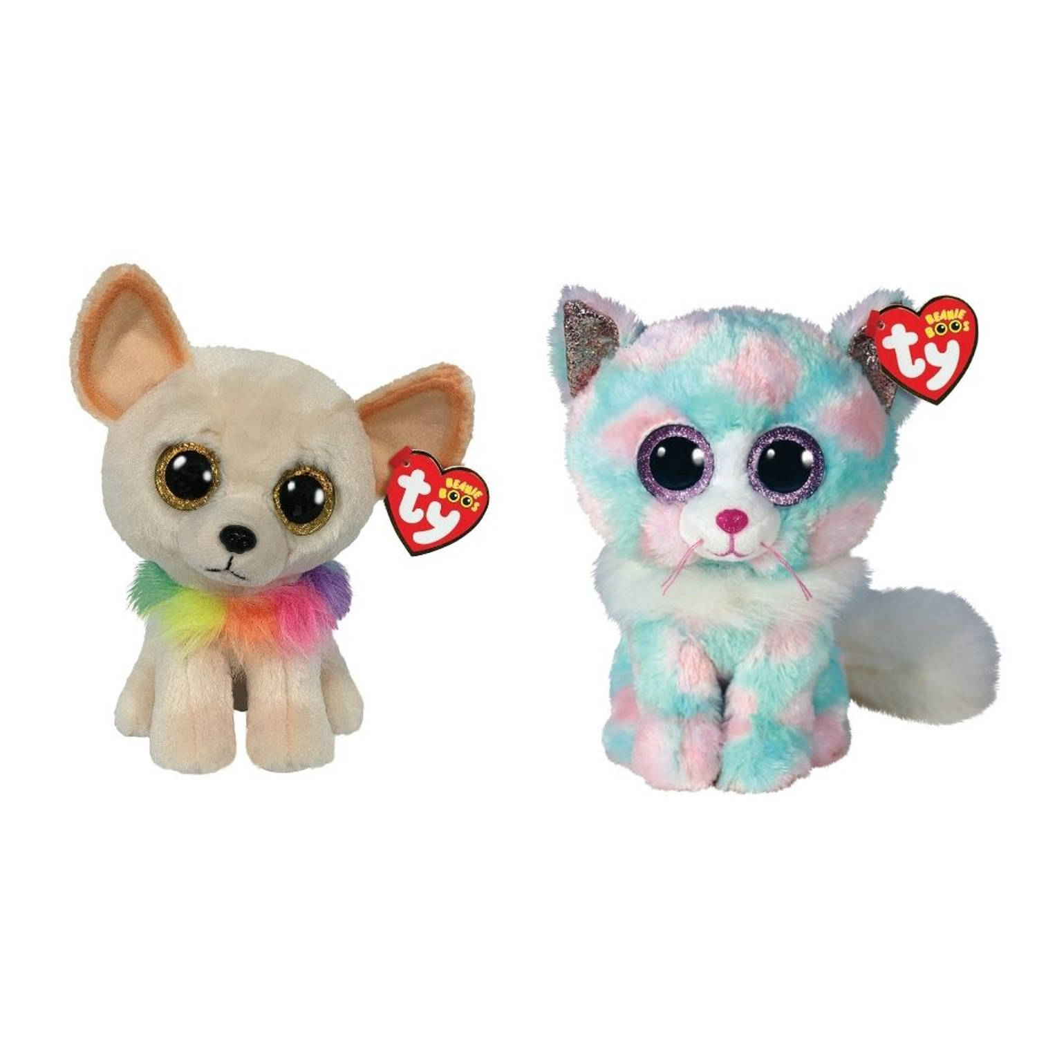 Ty - Knuffel - Beanie Boo&apos;s - Chewey Chihuahua & Opal Cat