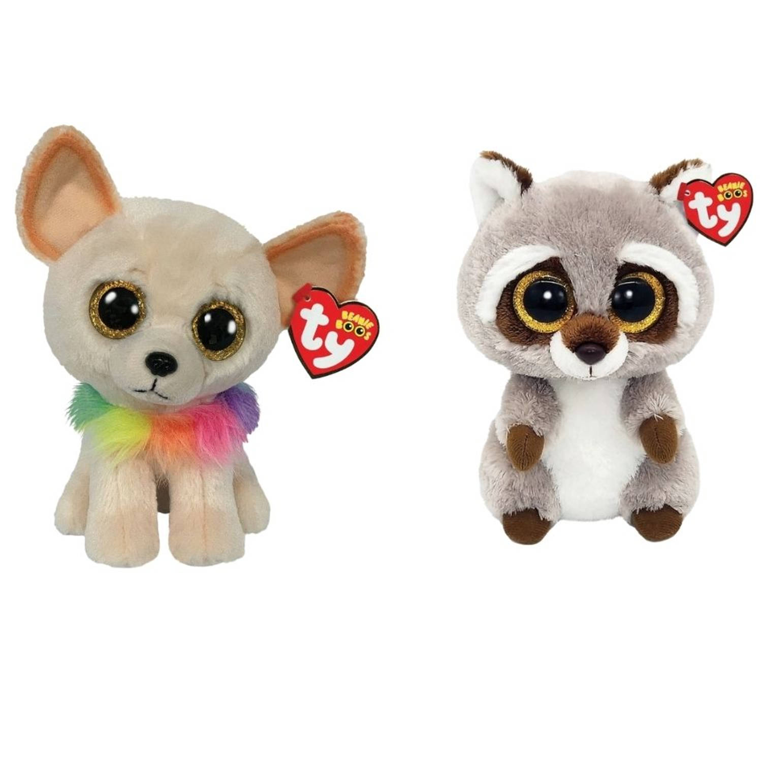 Ty - Knuffel - Beanie Boo&apos;s - Chewey Chihuahua & Racoon