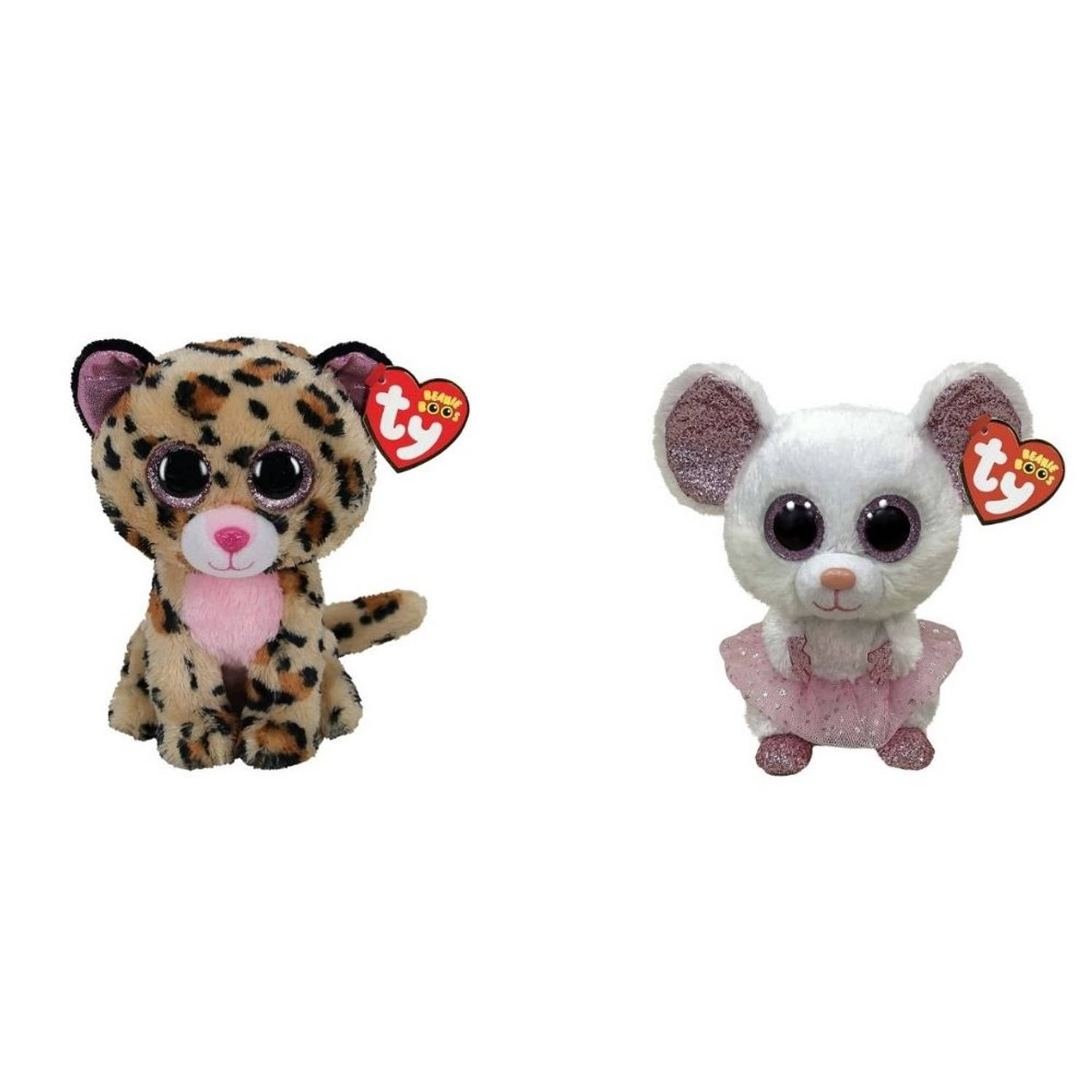 Ty - Knuffel - Beanie Boo's - Livvie Leopard & Nina Mouse