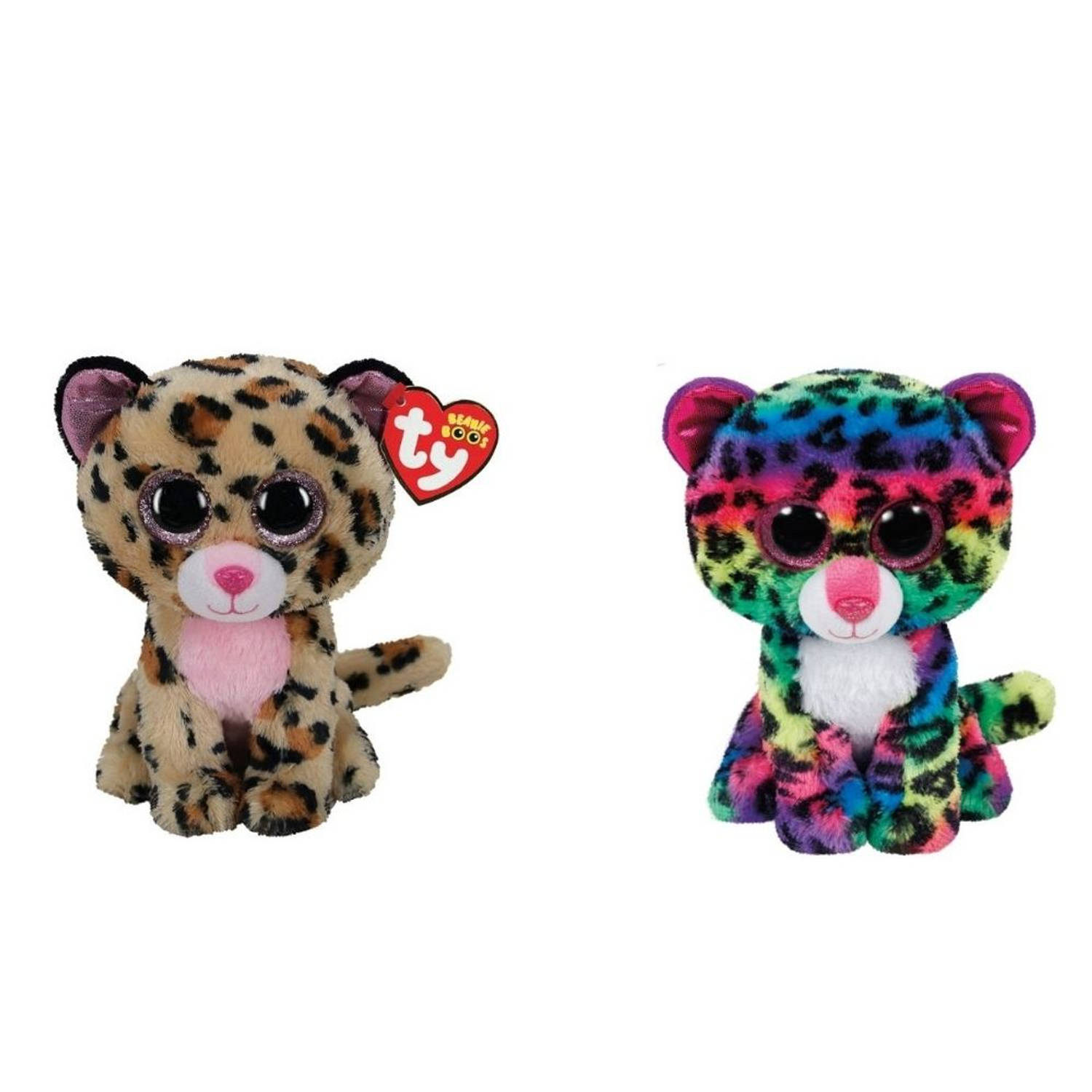 Ty - Knuffel - Beanie Boo&apos;s - Livvie Leopard & Dotty Leopard