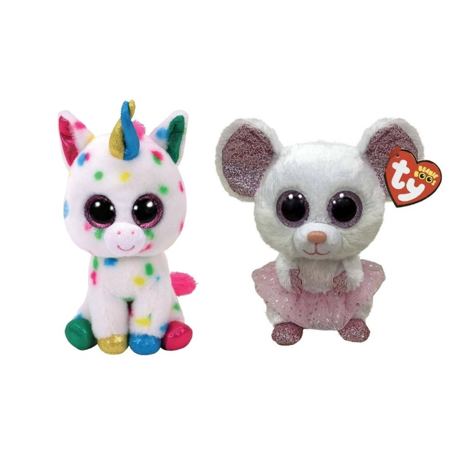 Ty - Knuffel - Beanie Boo's - Harmonie Unicorn & Muddles Dog