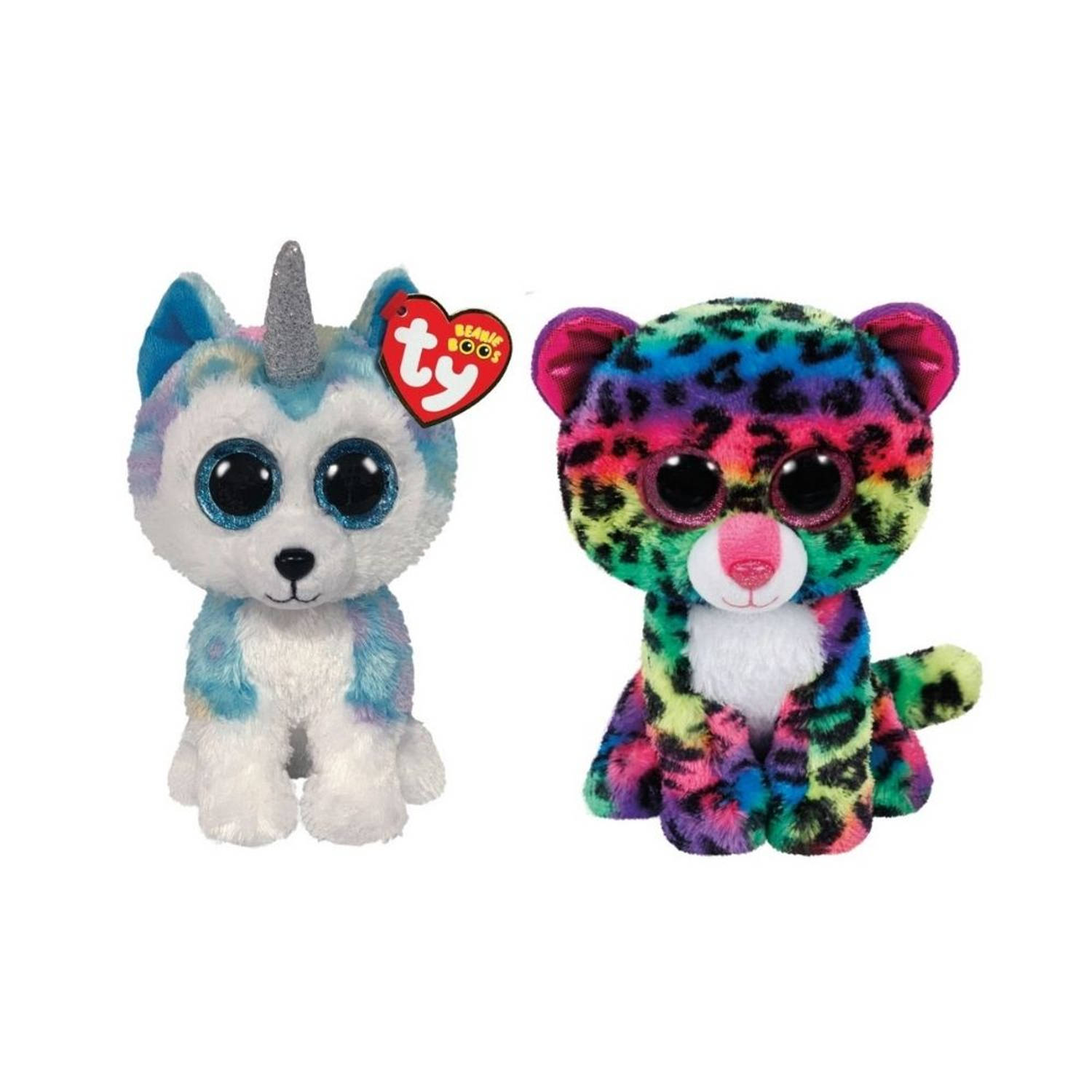 Ty - Knuffel - Beanie Boo&apos;s - Helena Husky & Dotty Leopard