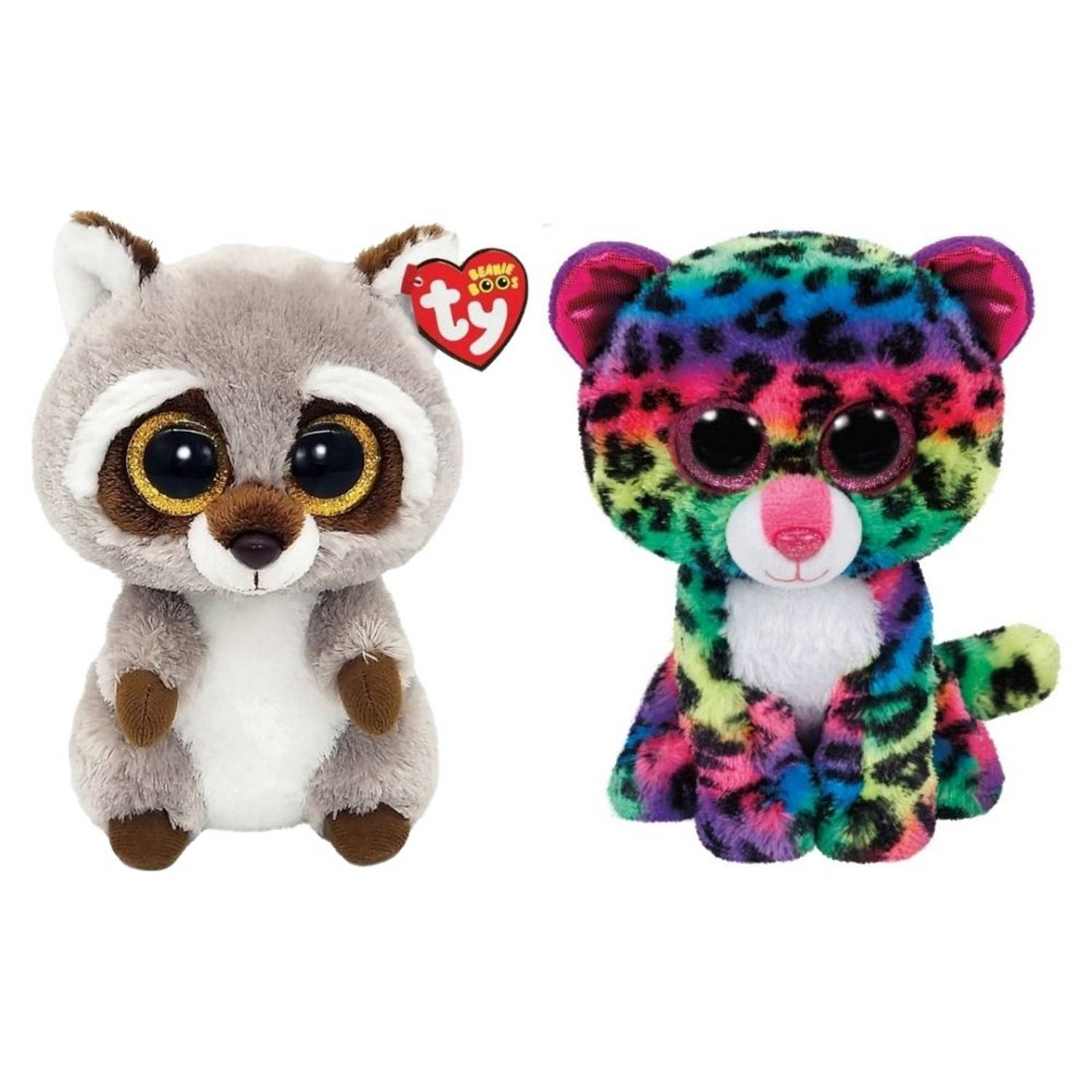 Ty - Knuffel - Beanie Boo&apos;s - Racoon & Dotty Leopard