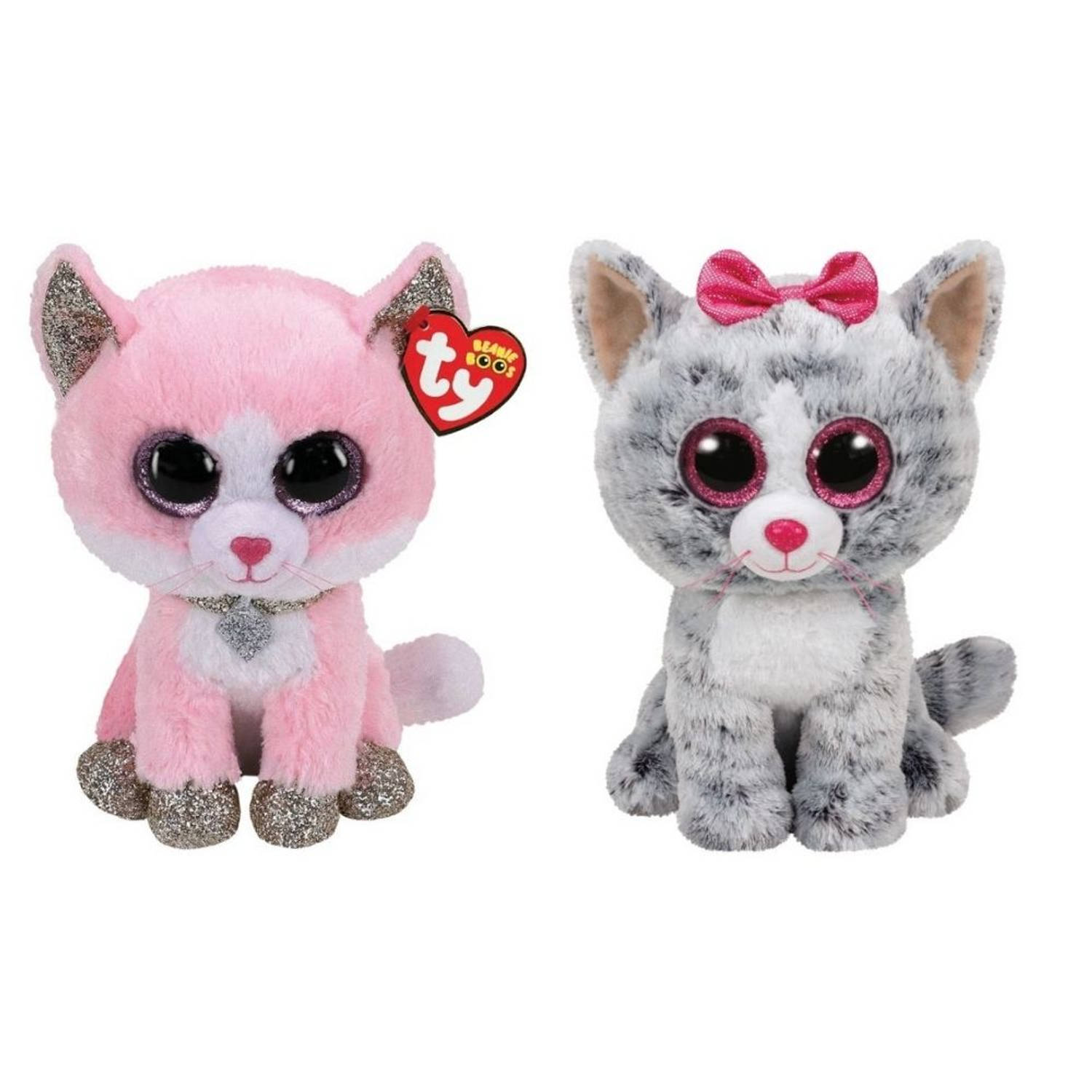 Ty - Knuffel - Beanie Buddy - Fiona Pink Cat & Kiki Cat
