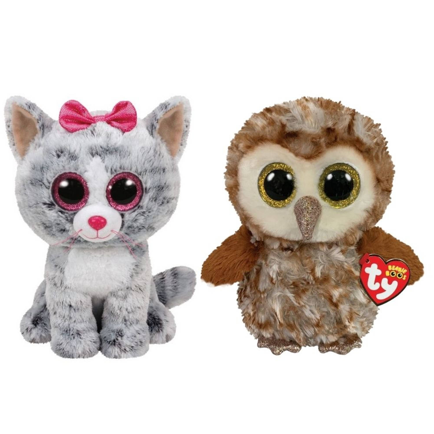 Ty - Knuffel - Beanie Buddy - Kiki Cat & Percy Owl